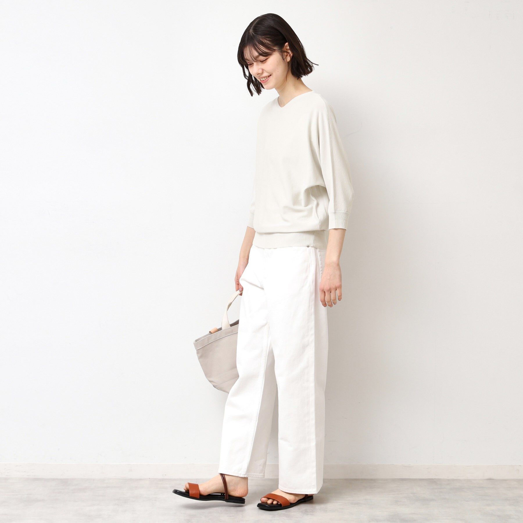 Dessin「【選べる7色展開・洗える】後ろボタンニットプルオーバー七分袖（XS～L）」|ニット・セーター|