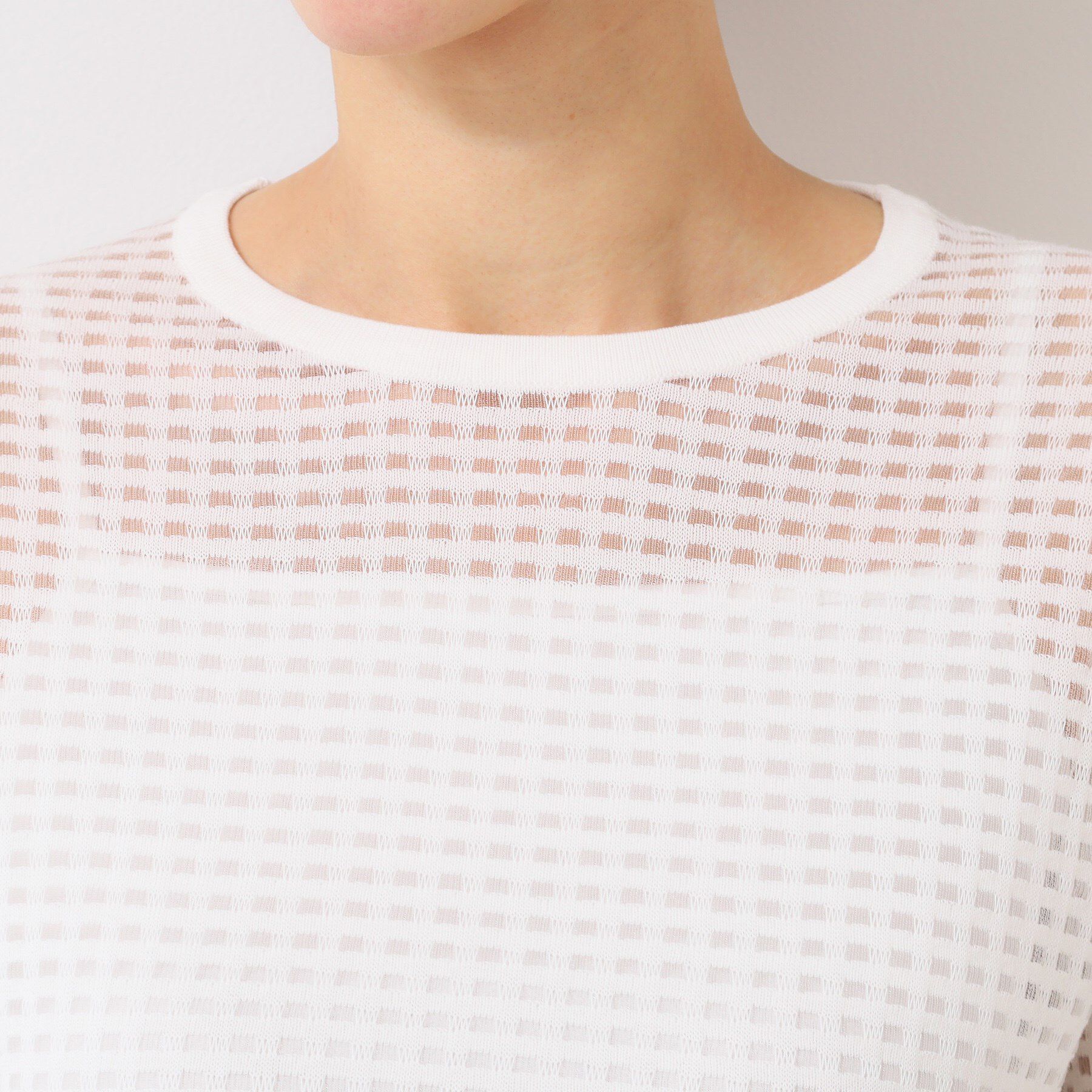 Dessin「【洗える】チェック柄シアーニット」|ニット・セーター|