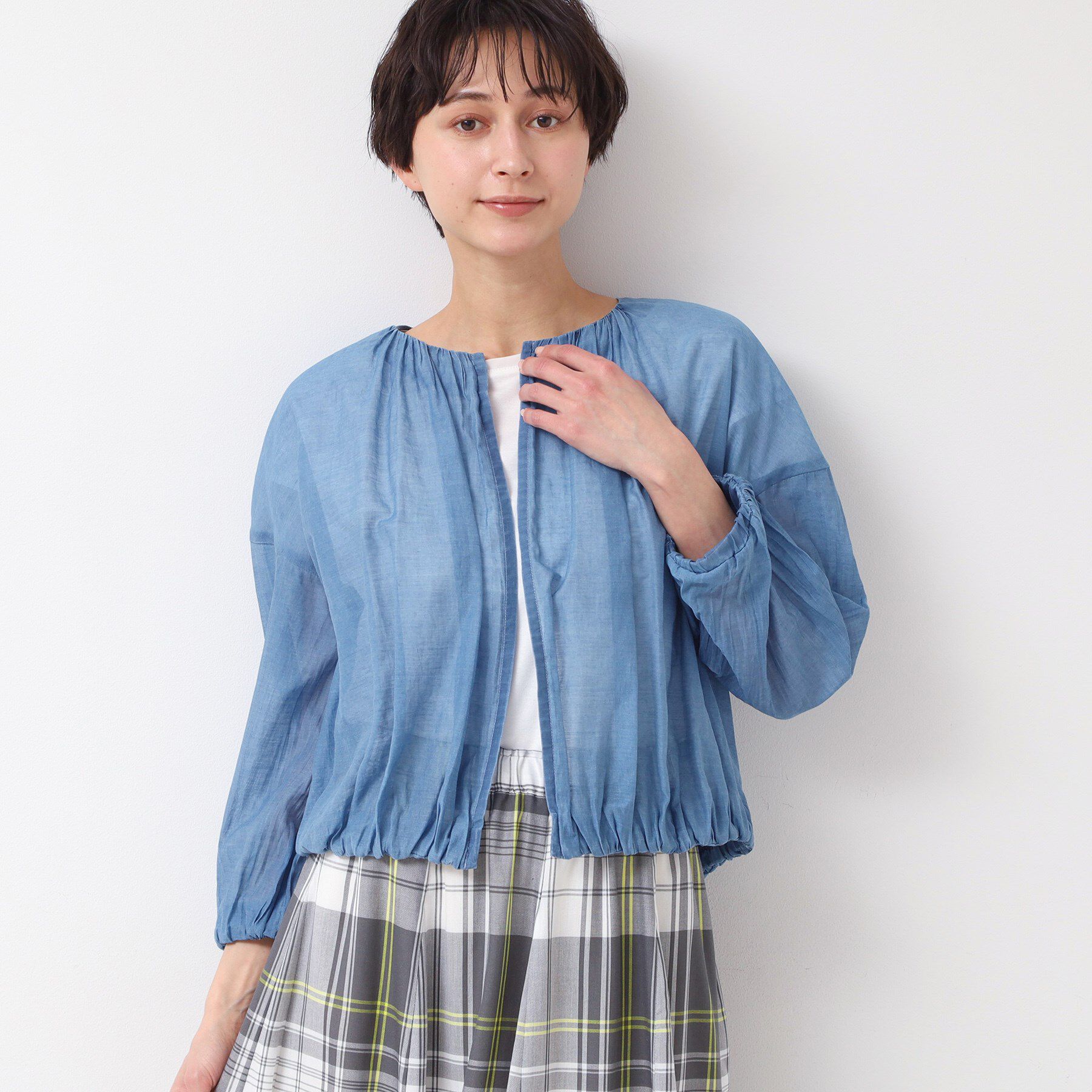 Dessin「【洗える】シアーデニムギャザージャケット」|デニムジャケット|ブルー(091)