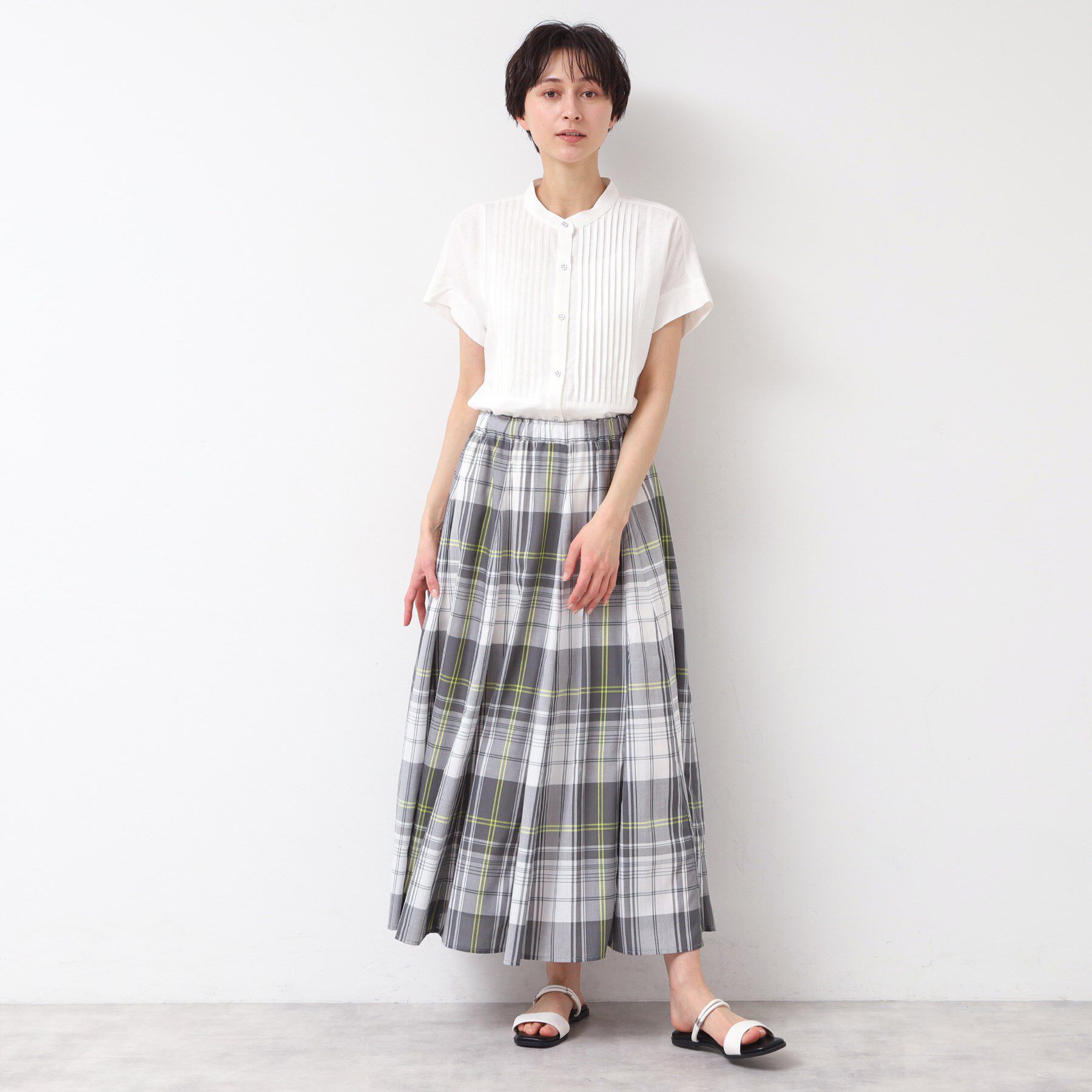 Dessin「【洗える】ピンタック入りバンドカラーブラウス（S～L）」|シャツ・ブラウス|