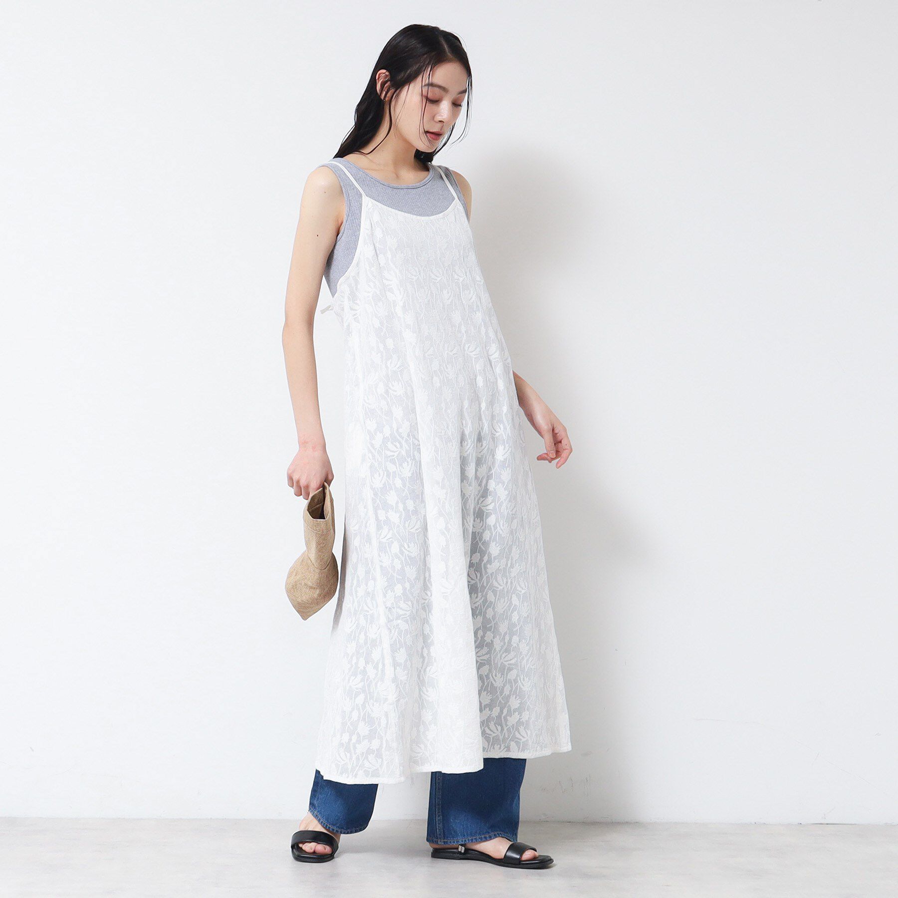 Dessin「【洗える】刺繍柄インドレースキャミワンピース」|ワンピース|