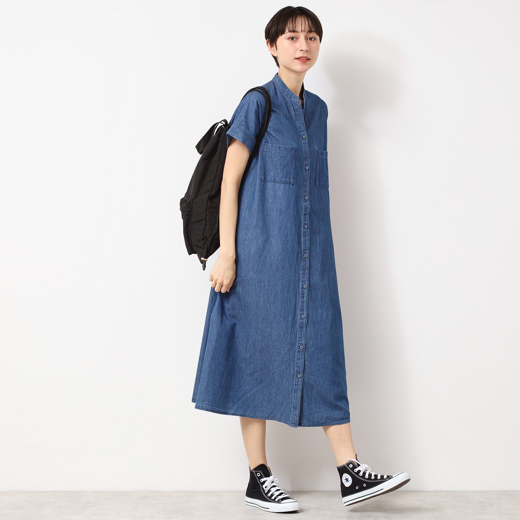 Dessin「【洗える】リネンブレンドデニム調シャツワンピース（S～L）」|ワンピース|