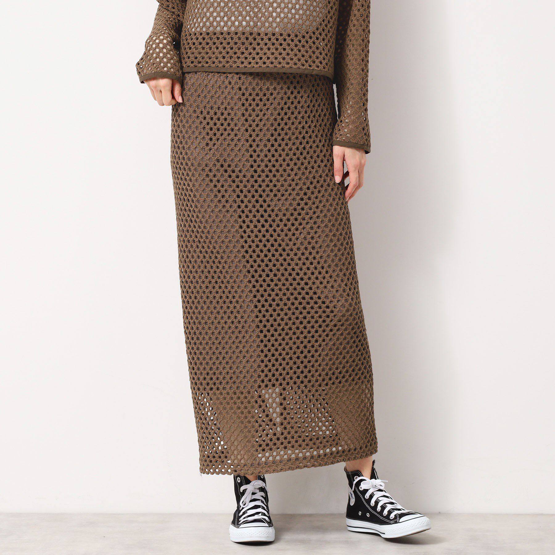 Dessin「【セットアップ可能・洗える】メッシュレーススカート」|スカート|ブラウン(043)