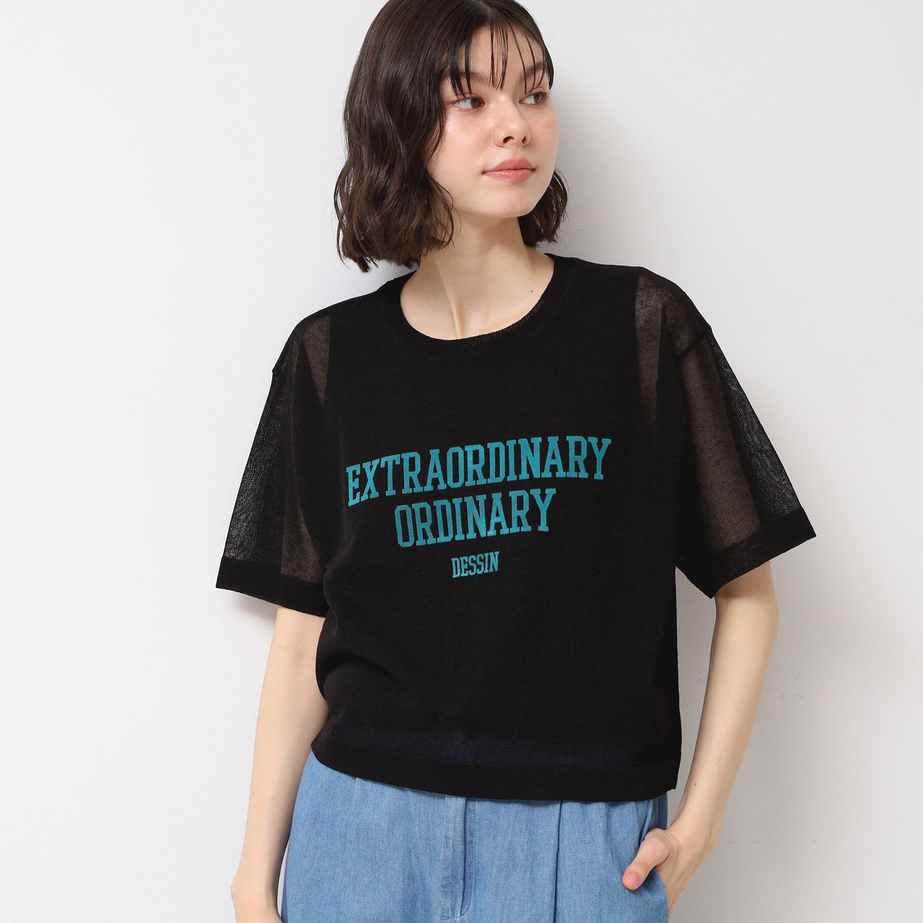 Dessin「【洗える】シースルーロゴニット」|ニット・セーター|