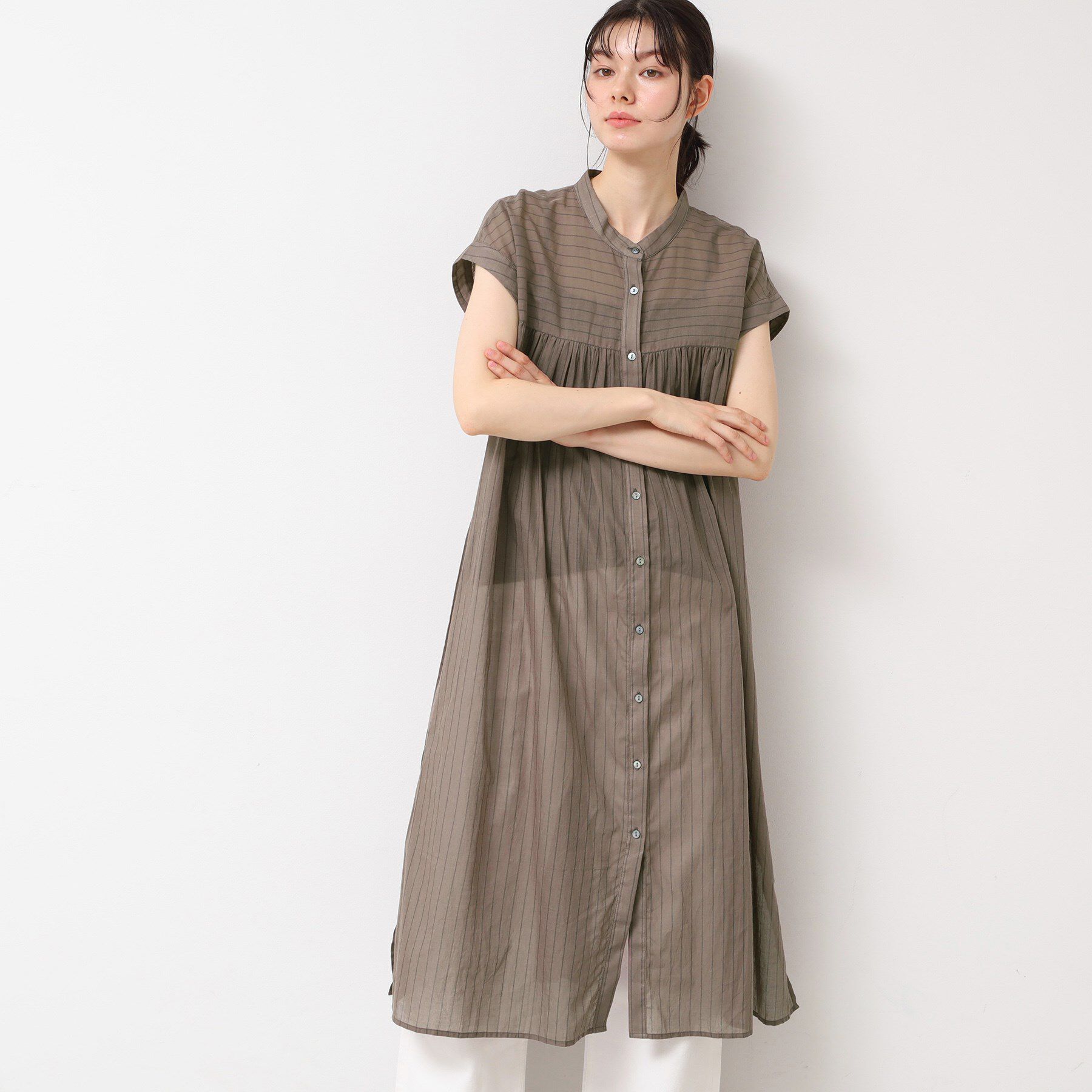 Dessin「【洗える】シアーシャツワンピース」|ワンピース|モカブラウン(342