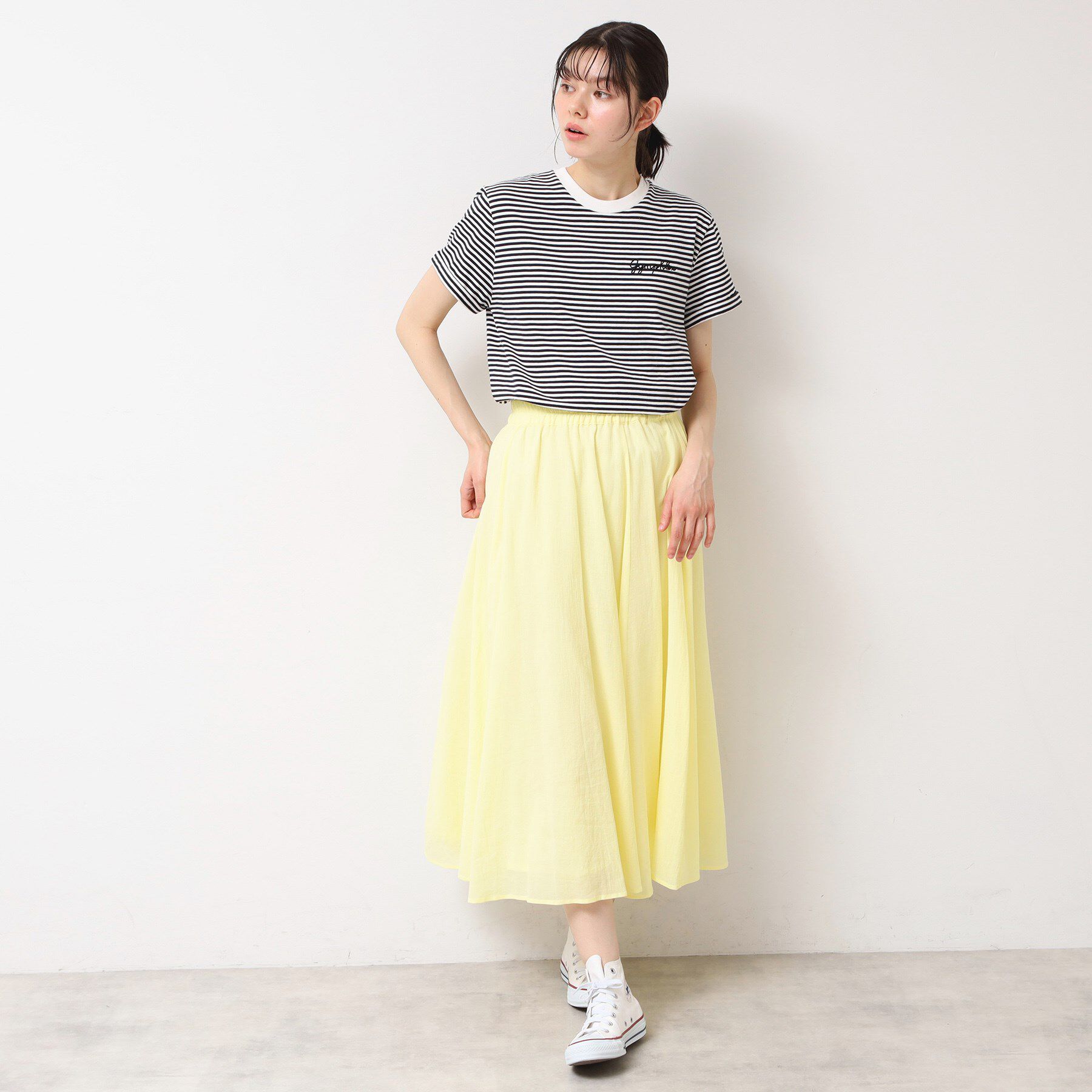 Dessin「【ウエストゴム・洗える】コットンフレアースカート」|スカート|