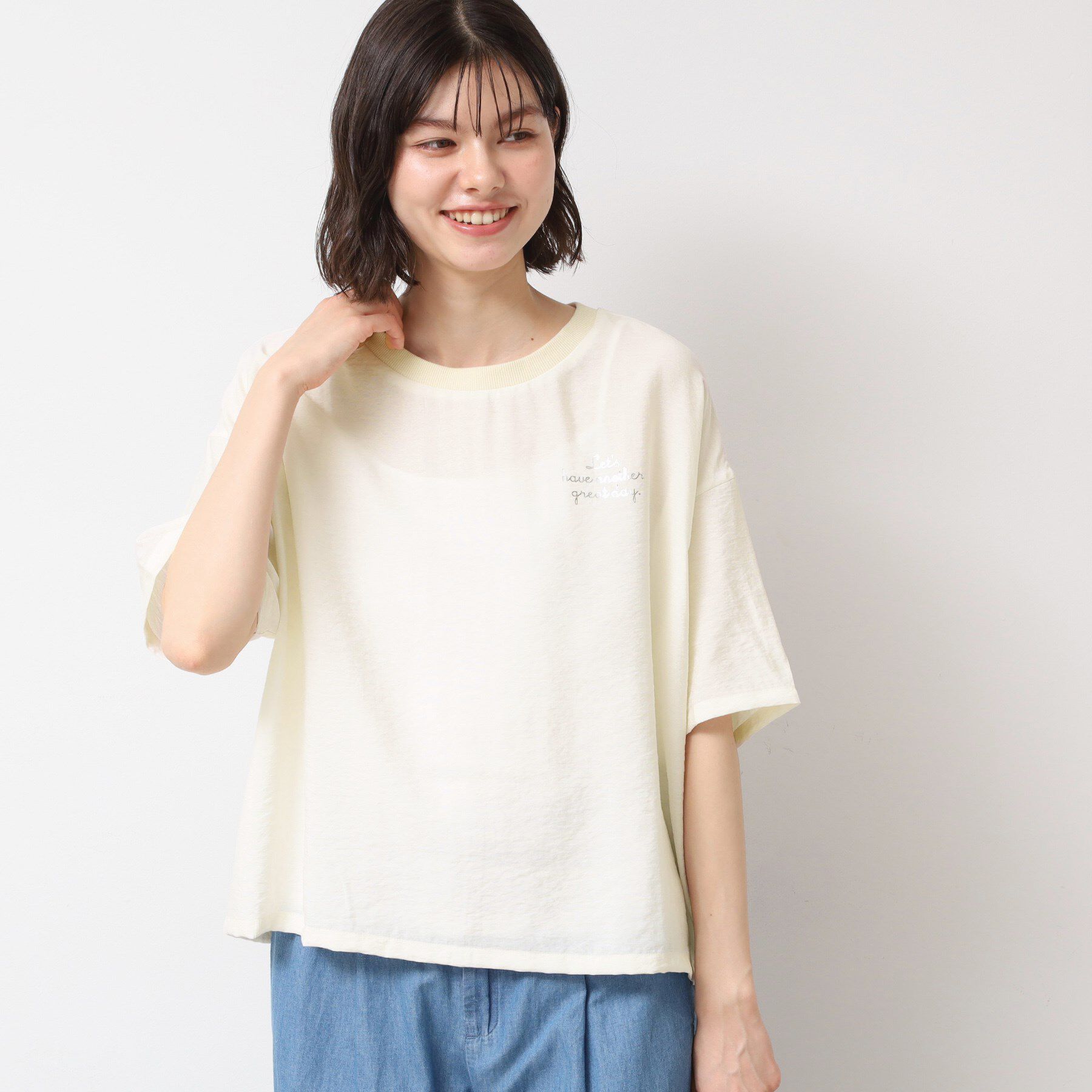 Dessin「【洗える・4サイズ展開】ロゴ入りブラウス（XS～L）」|シャツ・ブラウス|ホワイト(002)