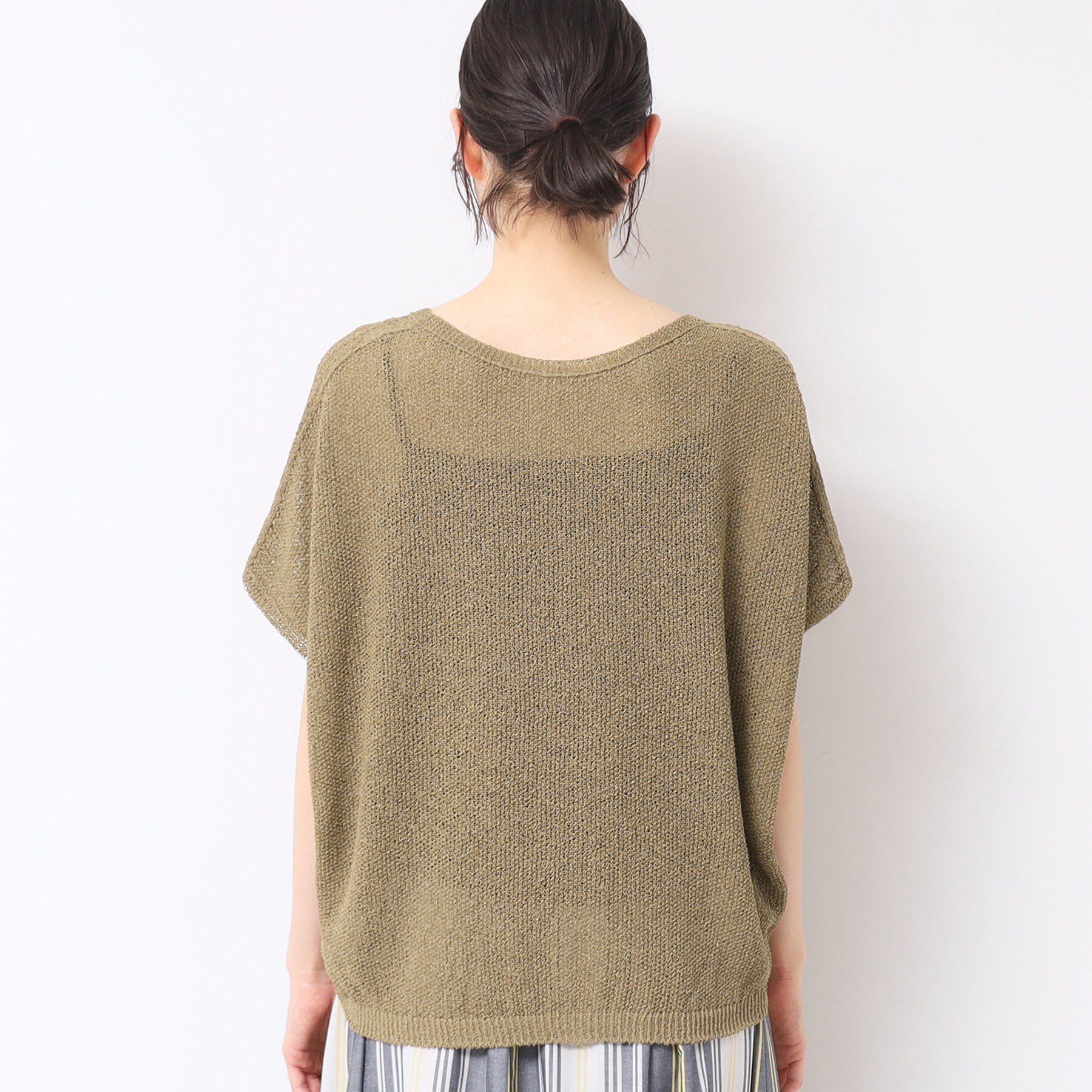 Dessin「【日本製・洗える】シームレスラインVネックニット」|ニット・セーター|