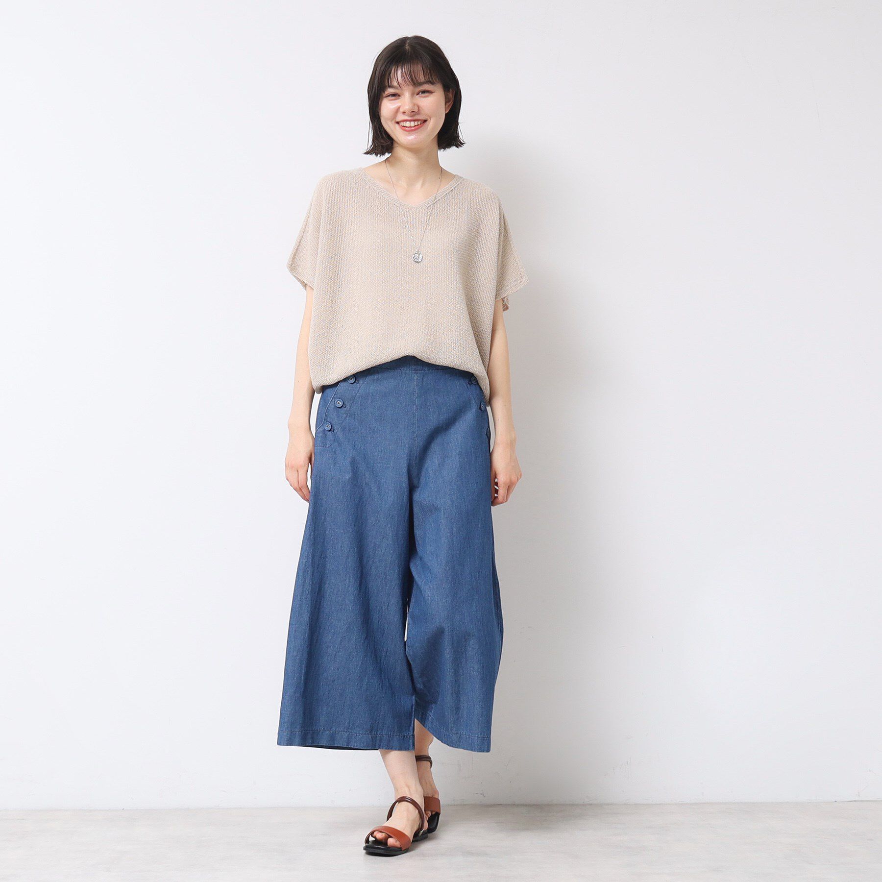Dessin「【洗える・4サイズ展開】リネンブレンドクロップド丈マリンパンツ」|その他|