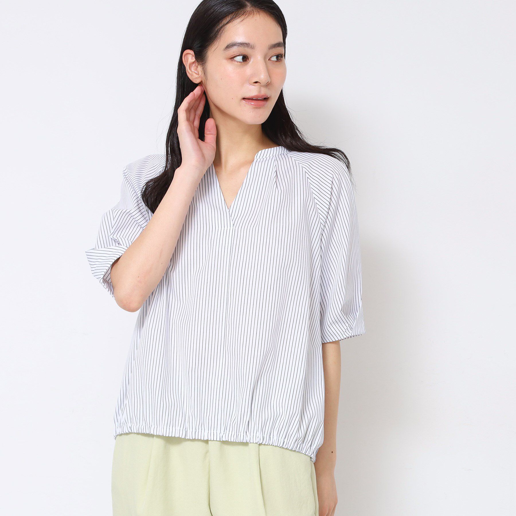 Dessin「【洗える・4サイズ展開】パフスリーブ五分袖ブラウス（XS～L）」|シャツ・ブラウス|