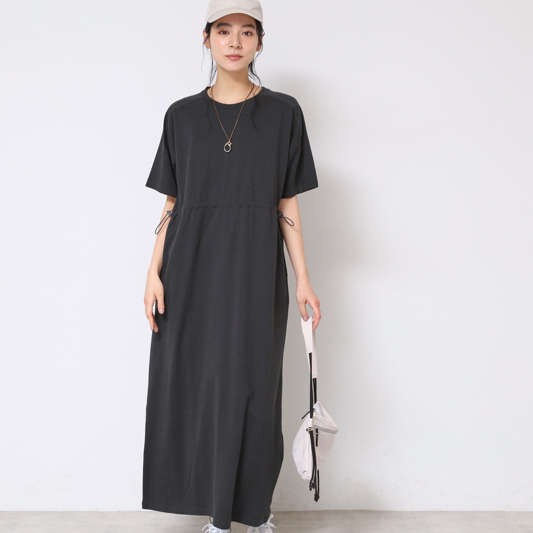 Dessin「【洗える】ドロスト付きジャージワンピース」|ワンピース|チャコールグレー(0