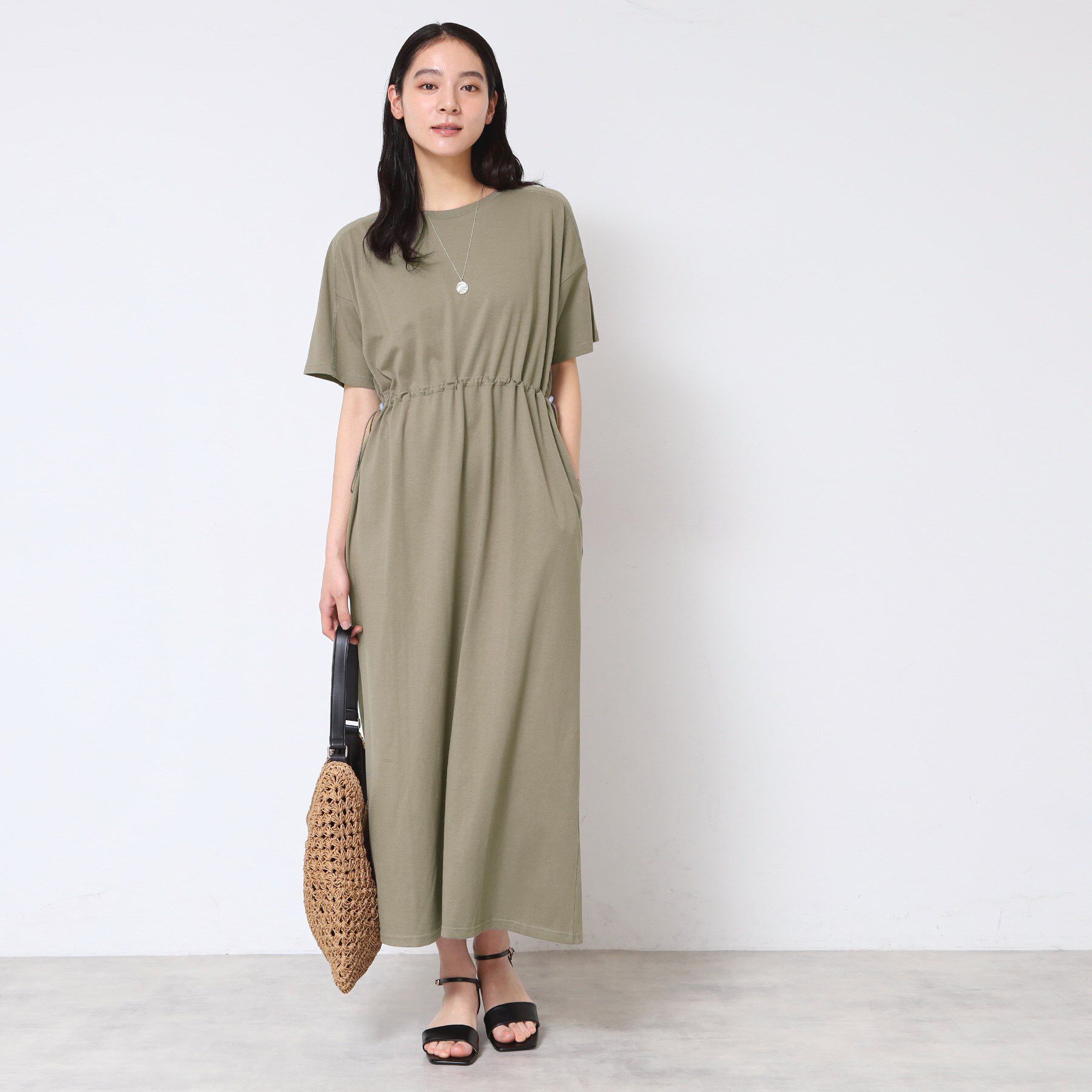 Dessin「【洗える】ドロスト付きジャージワンピース」|ワンピース|