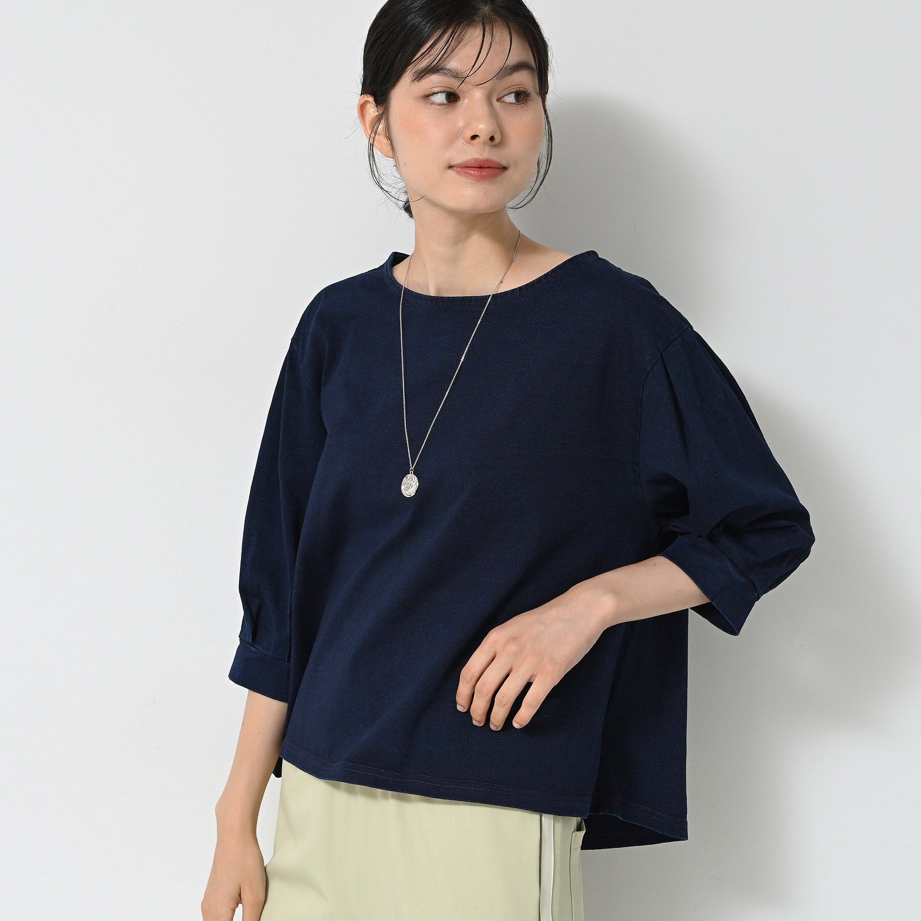 Dessin「【洗える】インディゴ天竺デニム調カットソー」|Tシャツ・カットソー|