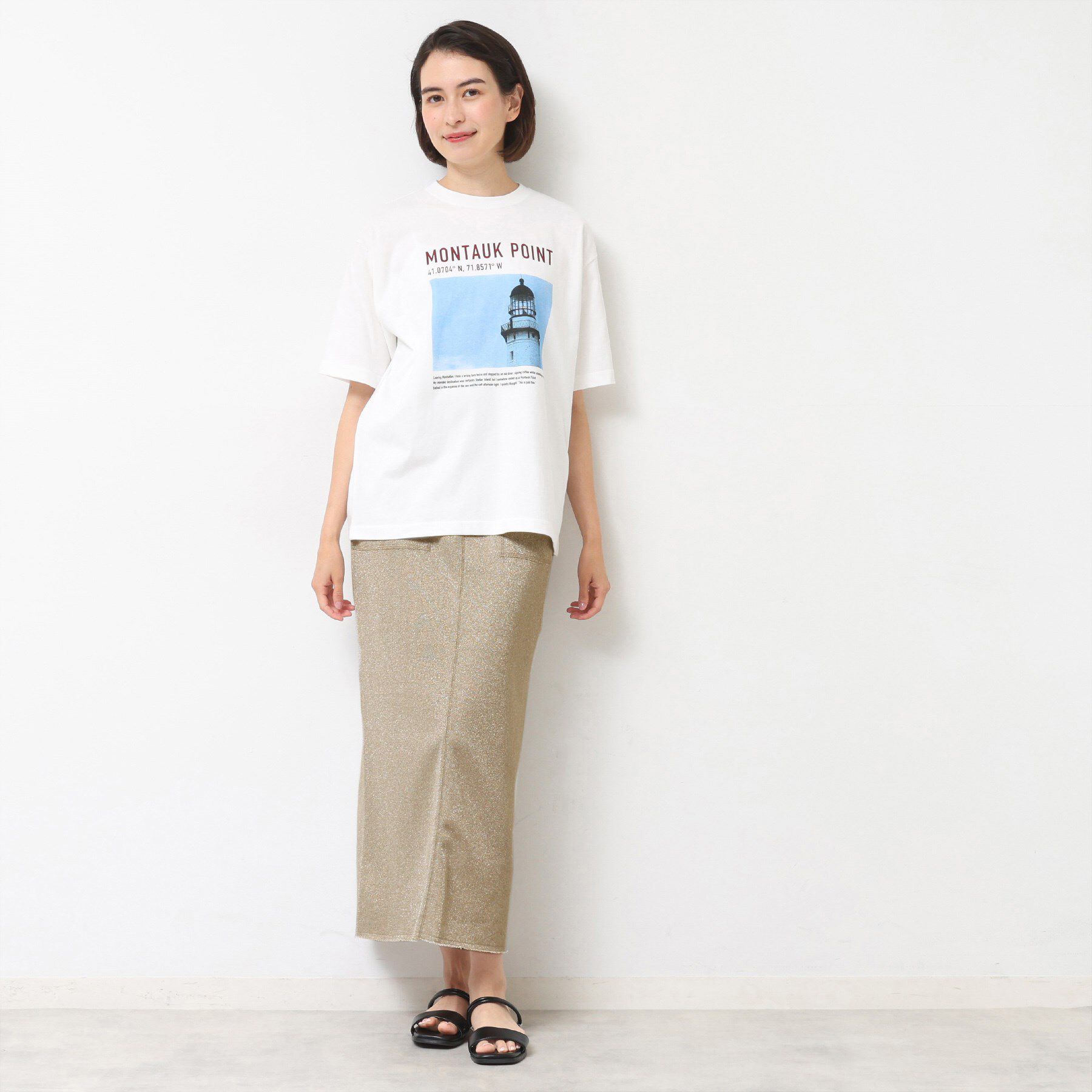 Dessin「【セットアップ可・洗える】ラメ裏毛ナロースカート」|スカート|