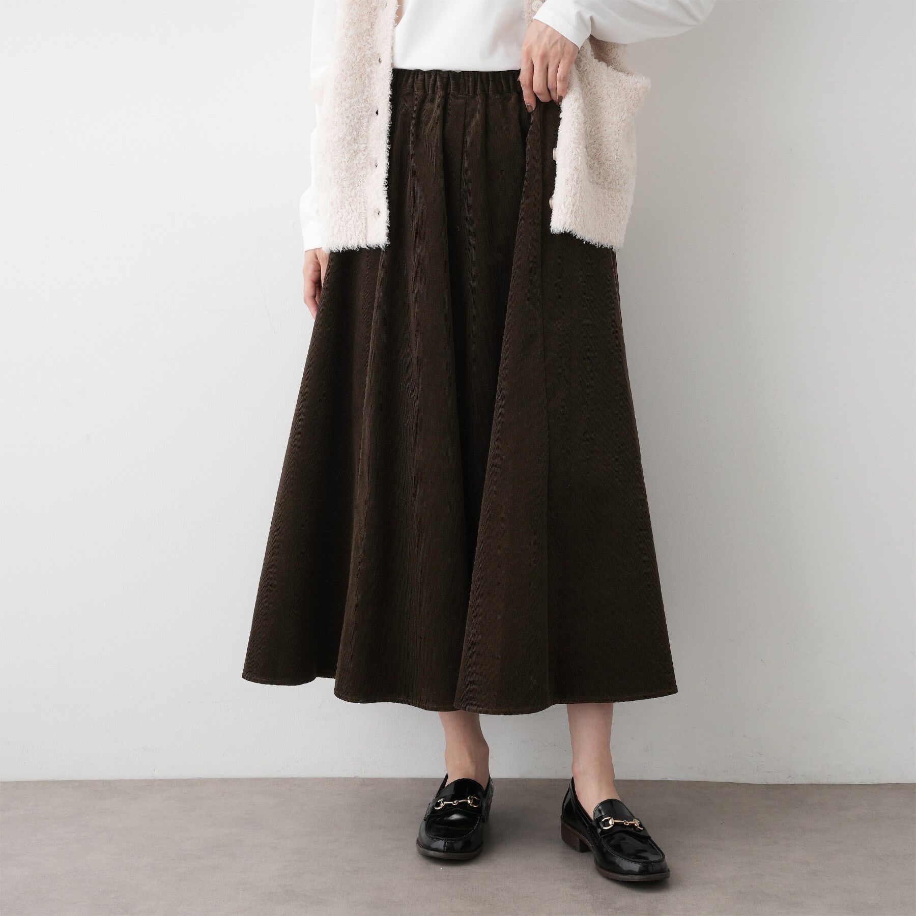Dessin「【洗える】コーデュロイフレアスカート」|スカート|ブラウン(044)