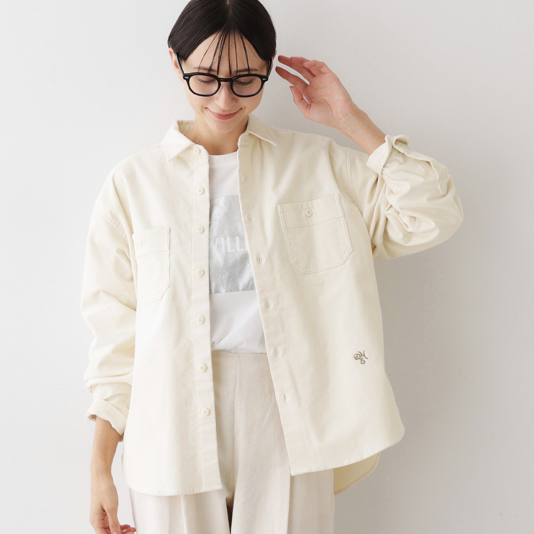 Dessin「【ユニセックス/セットアップ可】コーデュロイシャツ」|シャツ・ブラウス|ホワイト(002)