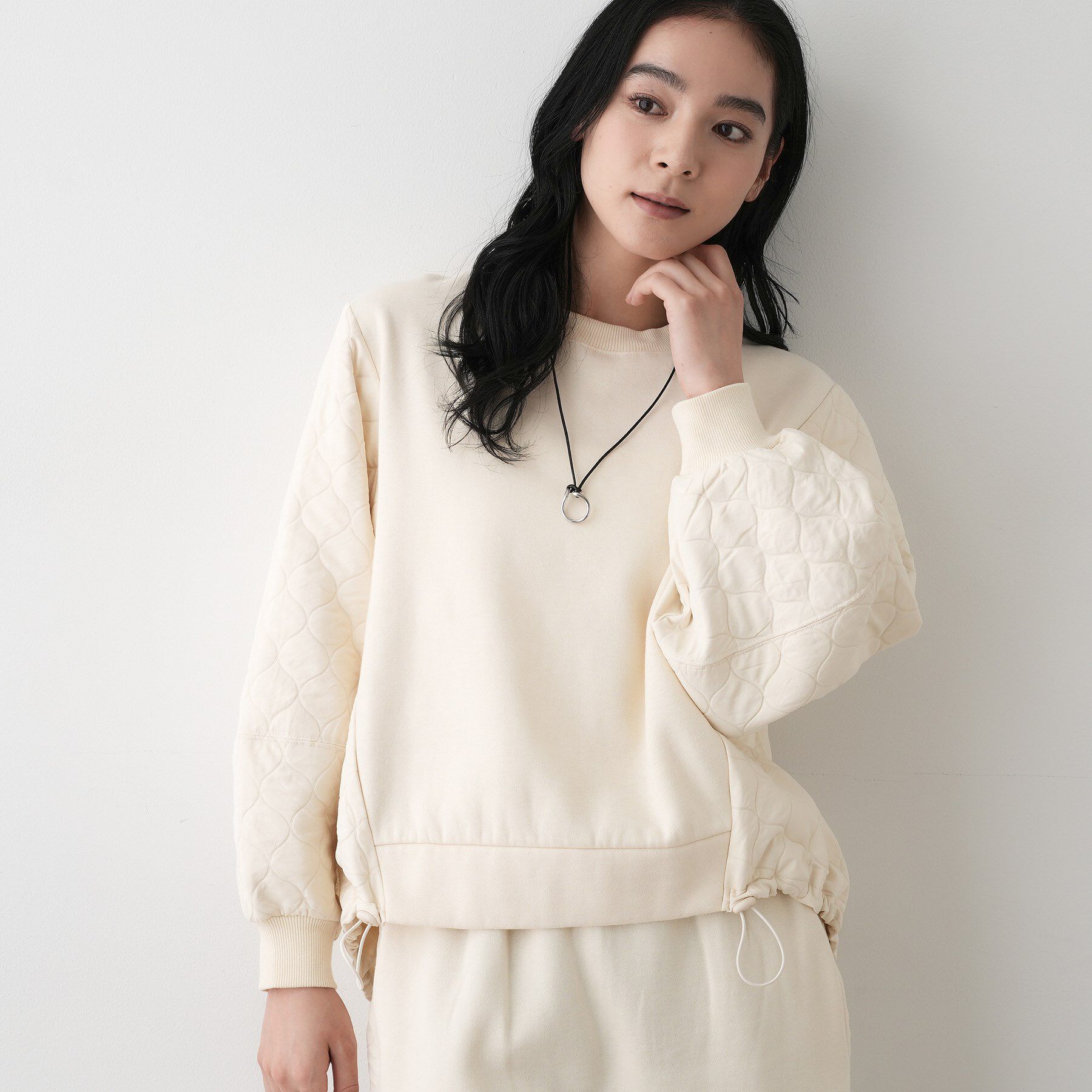 Dessin「【セットアップ可/洗える】裏毛キルトトップス」|Tシャツ・カットソー|オフホワイト(003