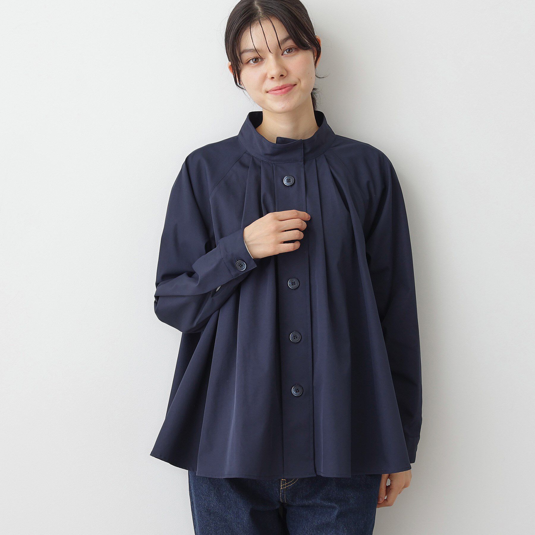 Dessin「【洗える】スタンドカラーAラインジャケット」|テーラードジャケット|