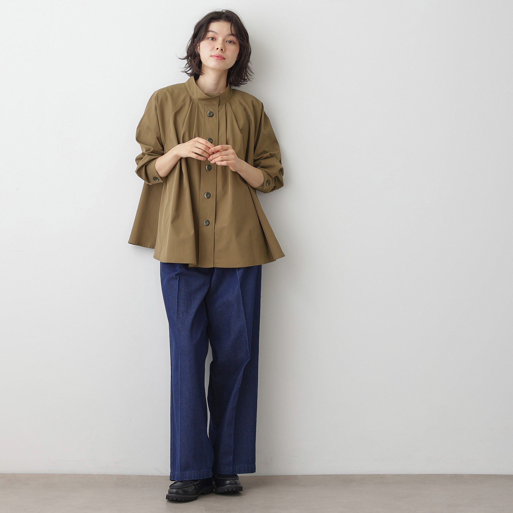 Dessin「【洗える】スタンドカラーAラインジャケット」|テーラードジャケット|