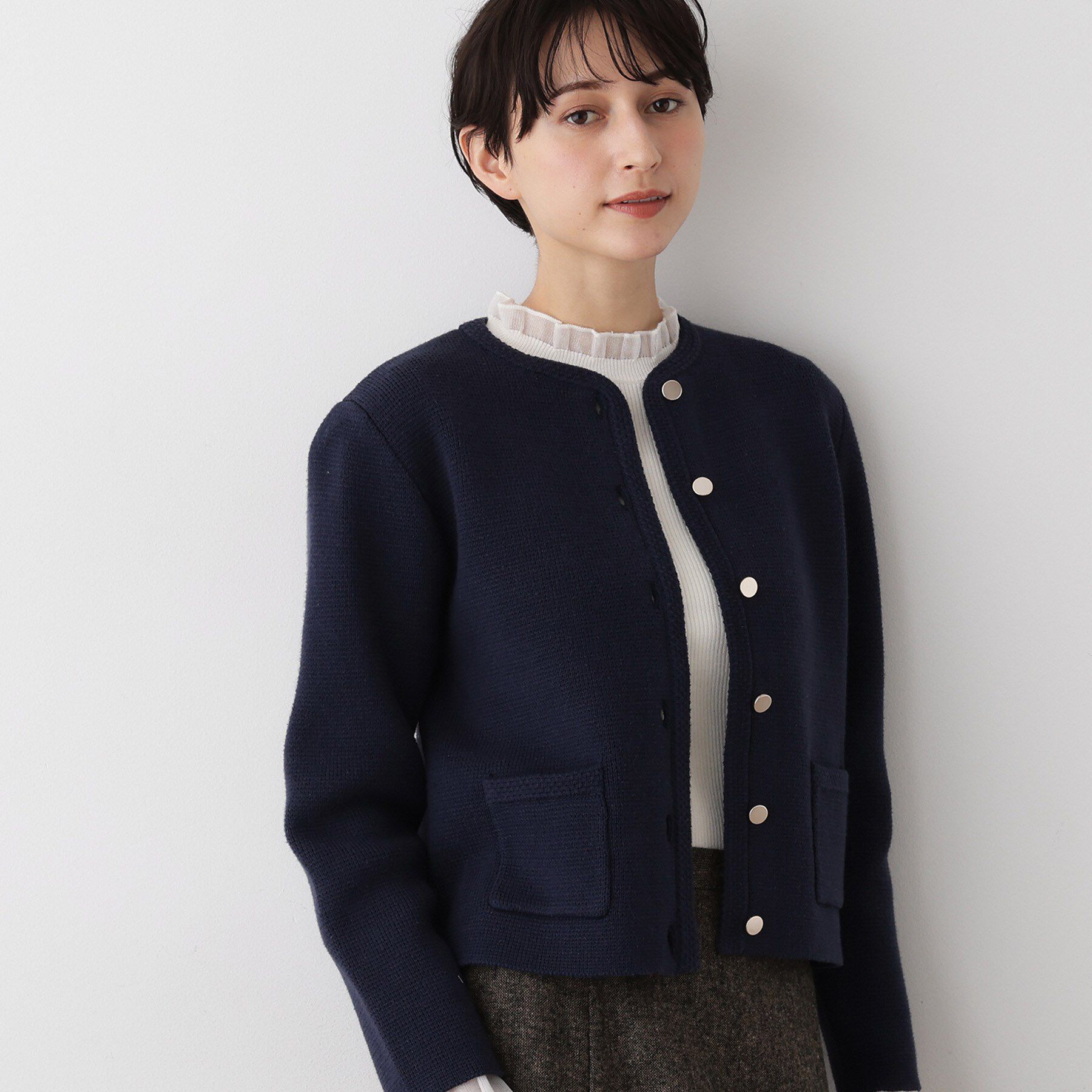 Dessin「【洗える】ジャケット見えカーディガン」|カーディガン|ネイビー(094)