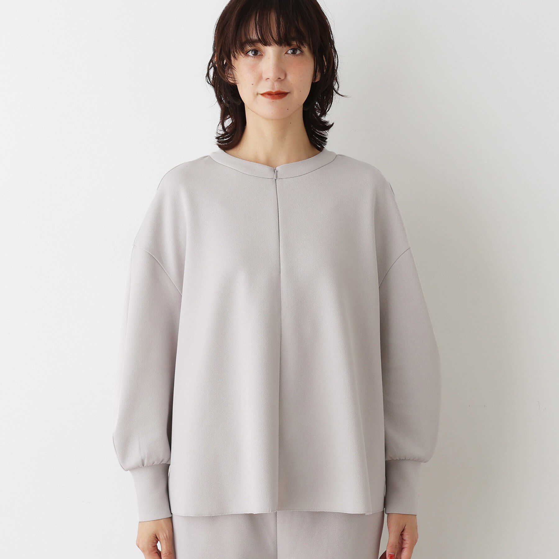 Dessin「【セットアップ可/洗える】ドライタッチジョーゼットジップブラウス」|シャツ・ブラウス|