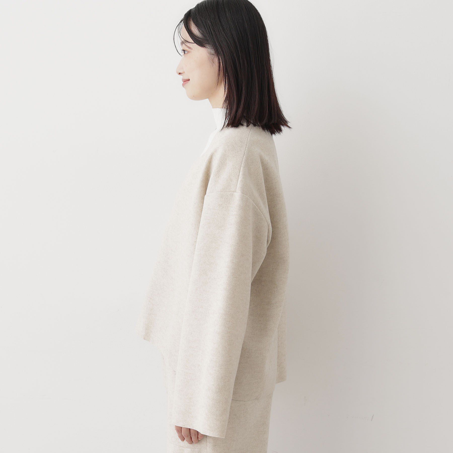 Dessin「【セットアップ可/洗える】Vネックメルトンジャージ」|シャツ・ブラウス|