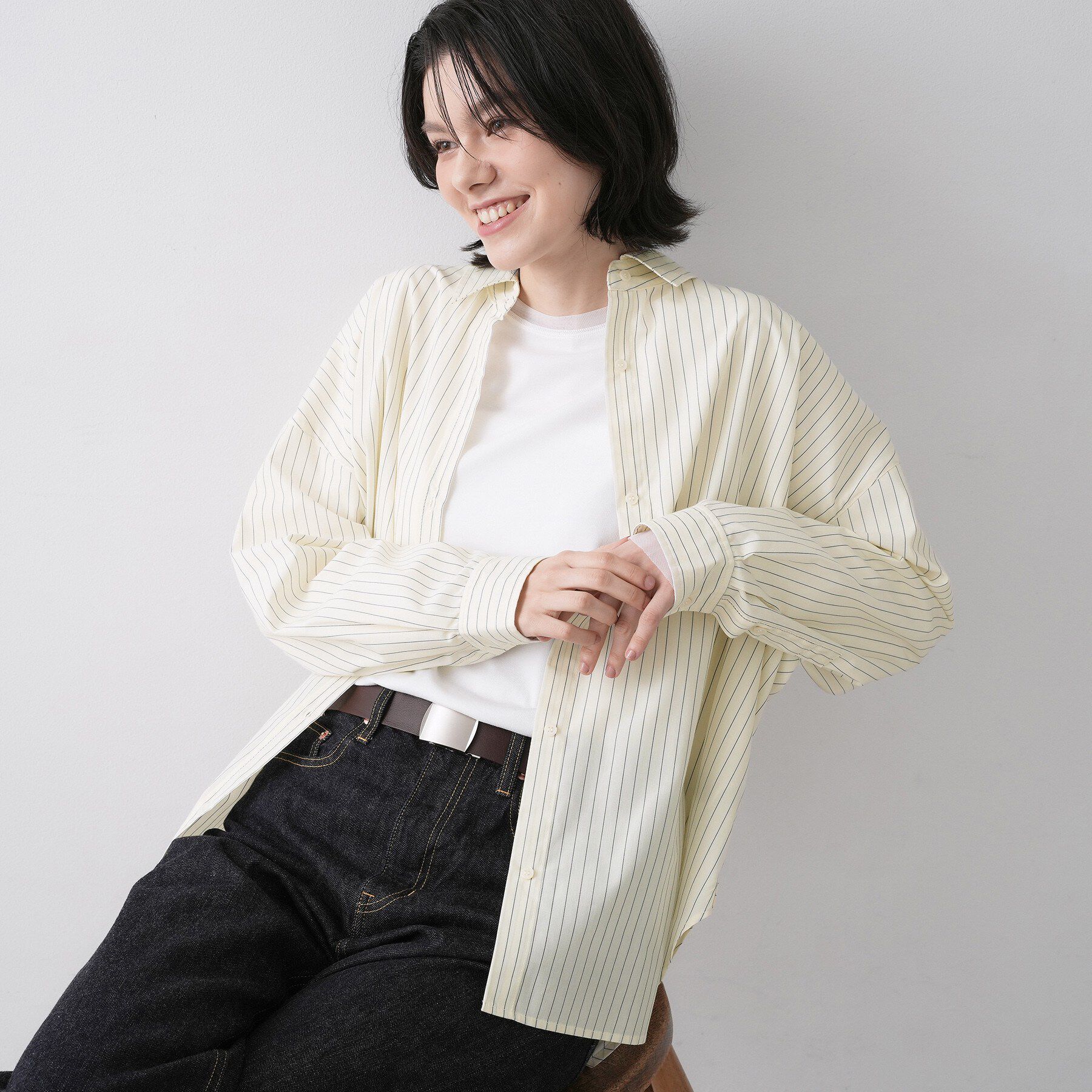 Dessin「【洗える】バックボタンオーバーシャツ」|シャツ・ブラウス|グレージュ(350)