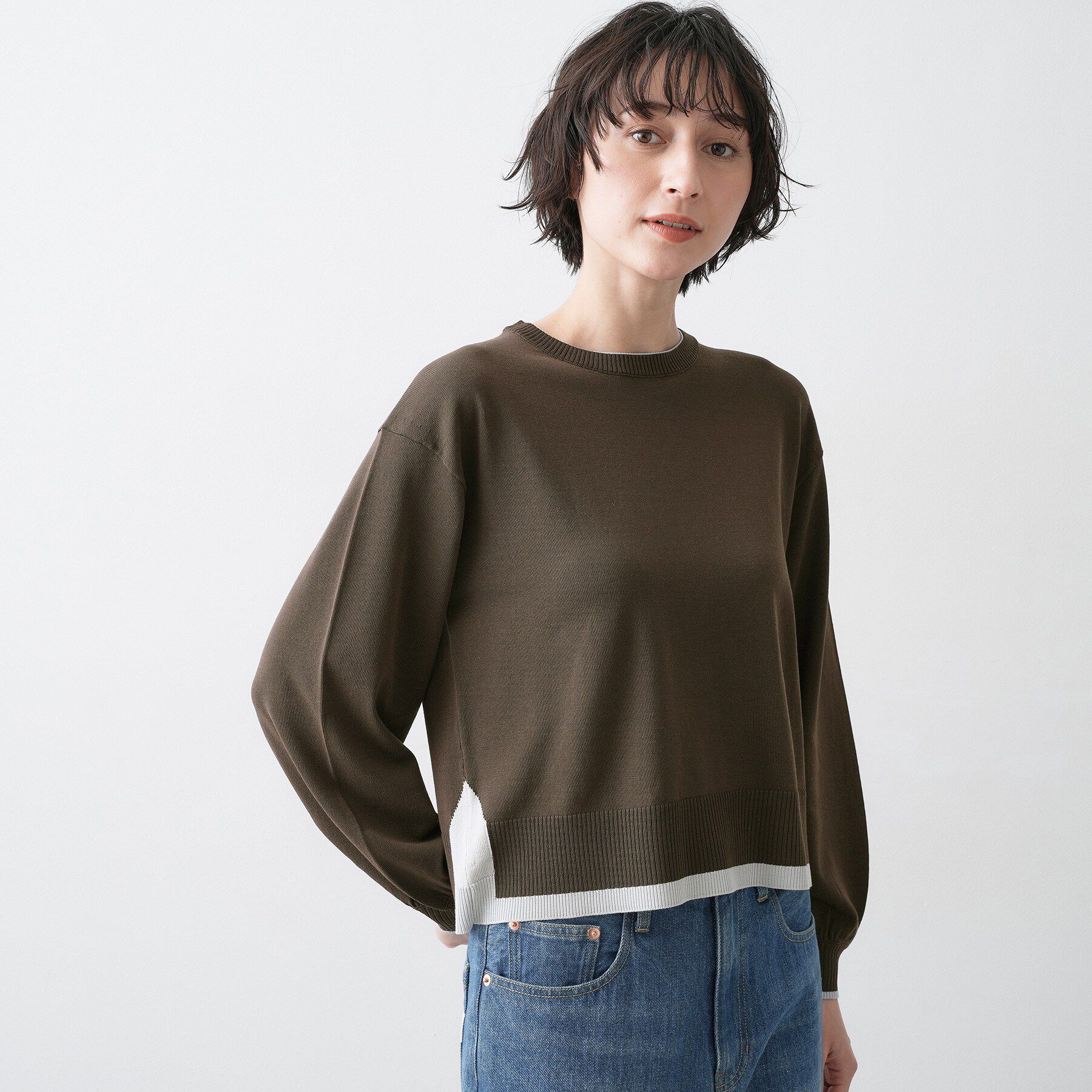 Dessin「【洗える】バイカラーデザインニット」|ニット・セーター|