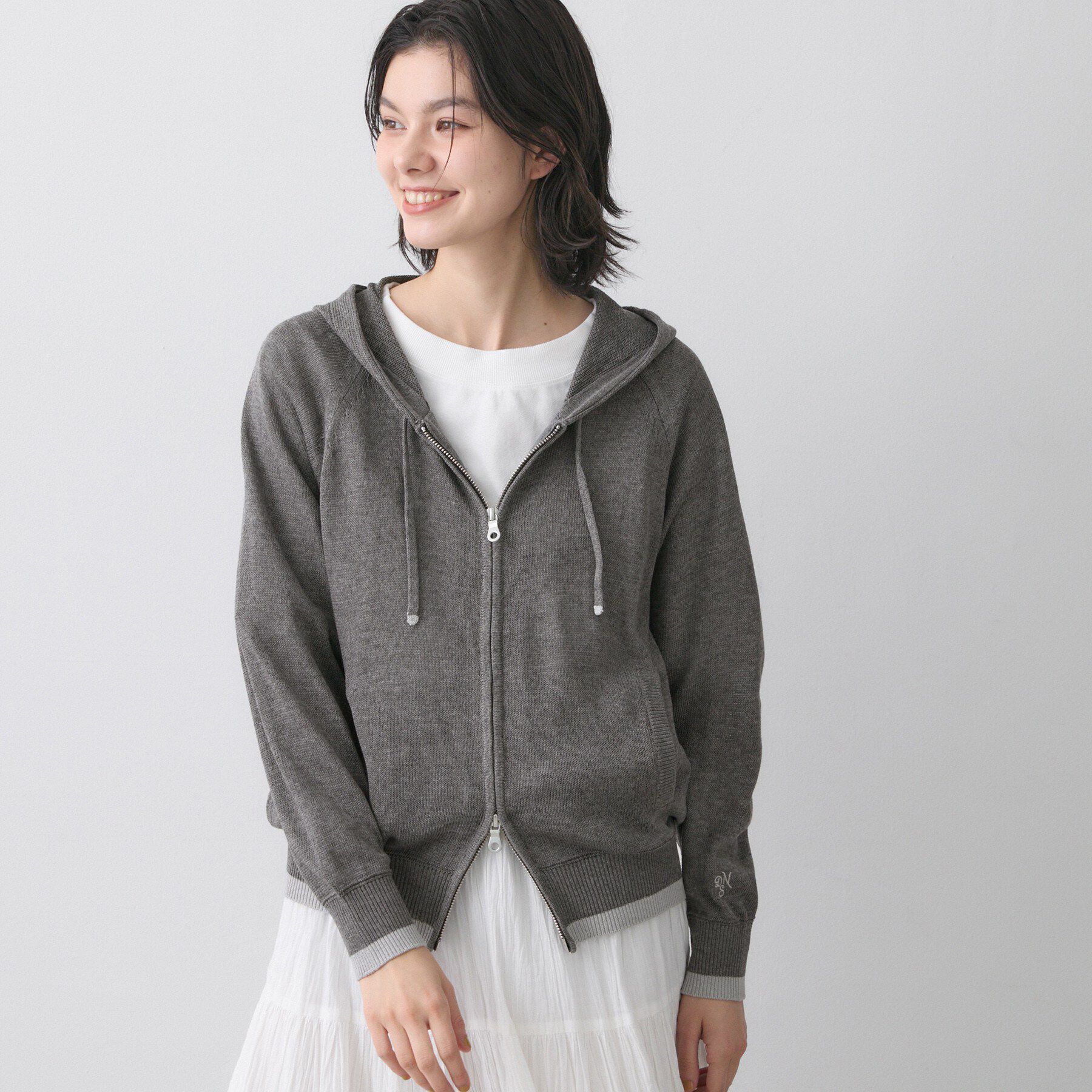 Dessin「【洗える】リネン混フーデッドパーカー」|パーカー|チャコールグレー(0