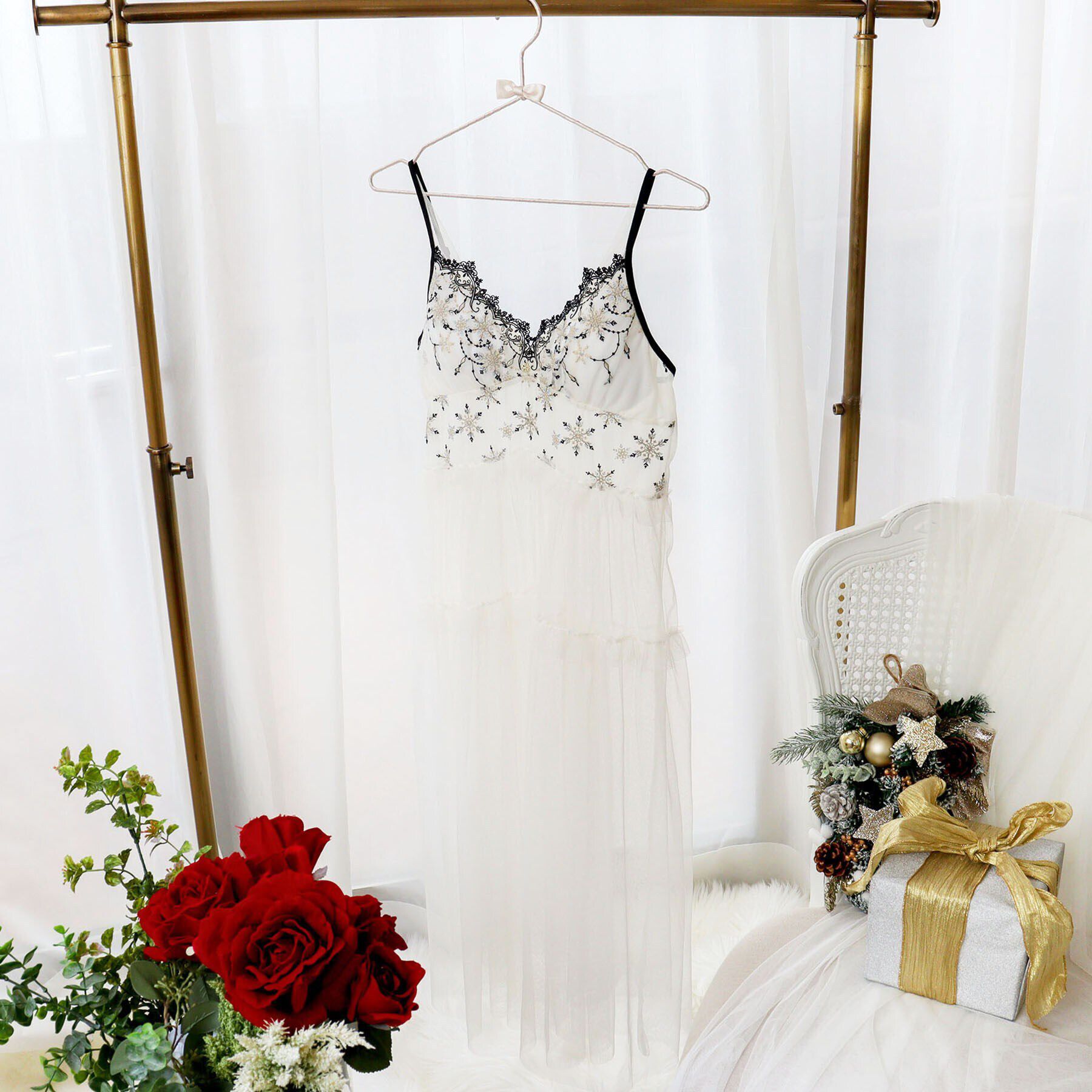 Risa Magli「グレッタ カップ付マキシワンピース」|インナー|アイボリー(004)