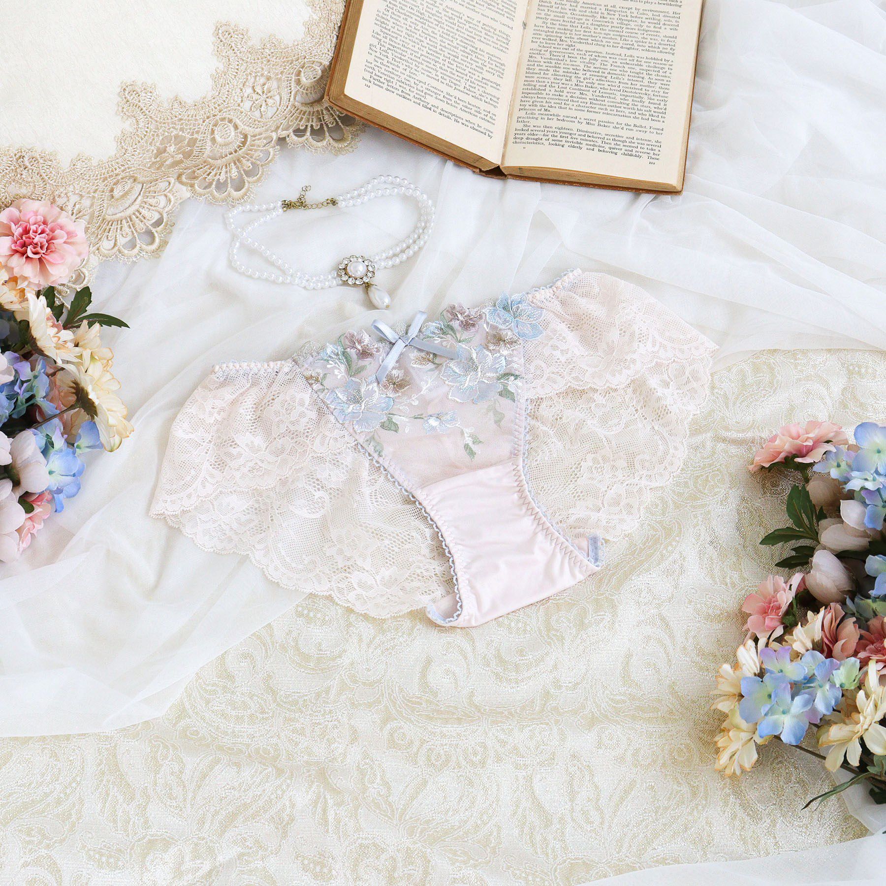 Risa Magli「ジェシー レースショーツ」|インナー|ブルー(092)