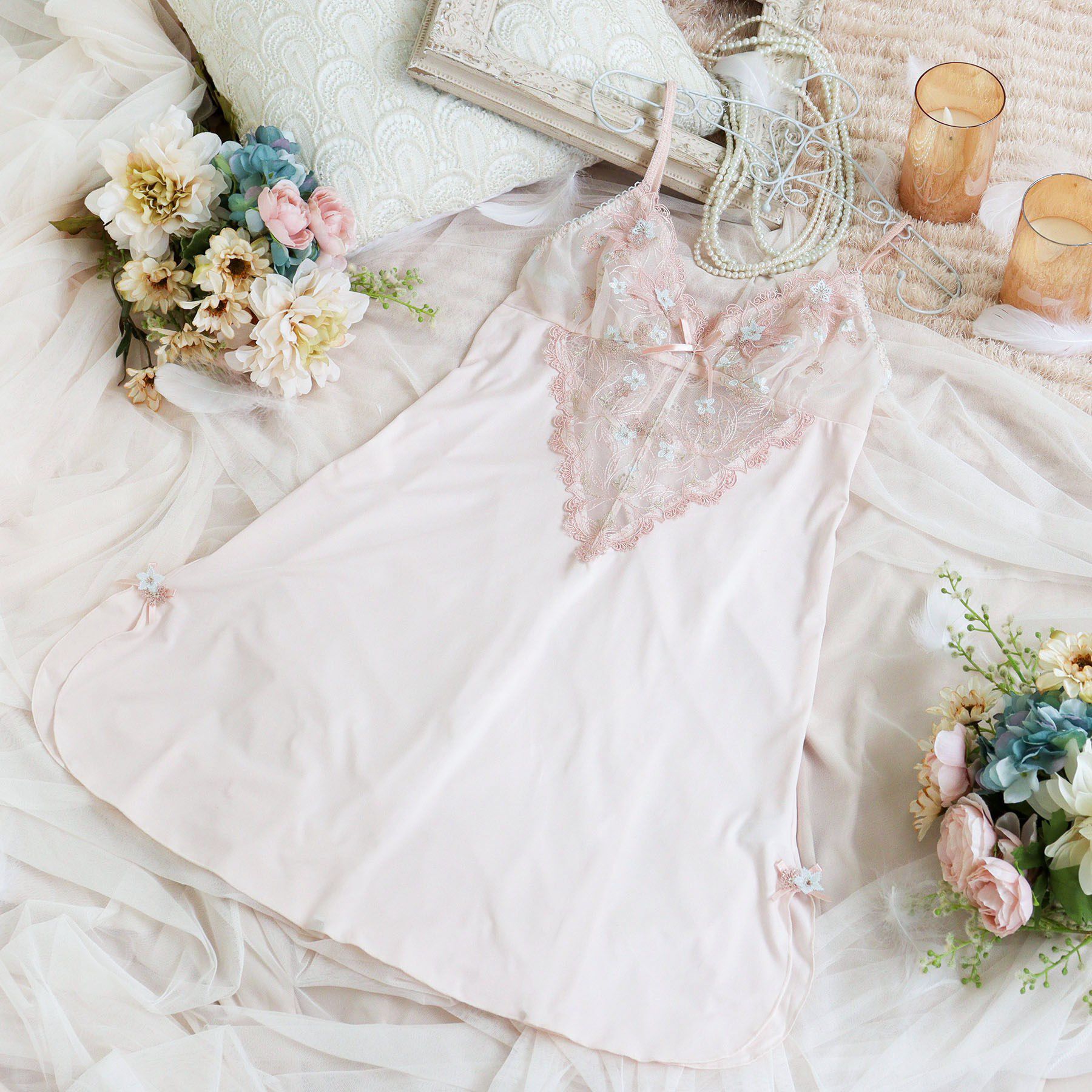 Risa Magli「セレスティナ スリップ」|キャミソール|ピンク(071)