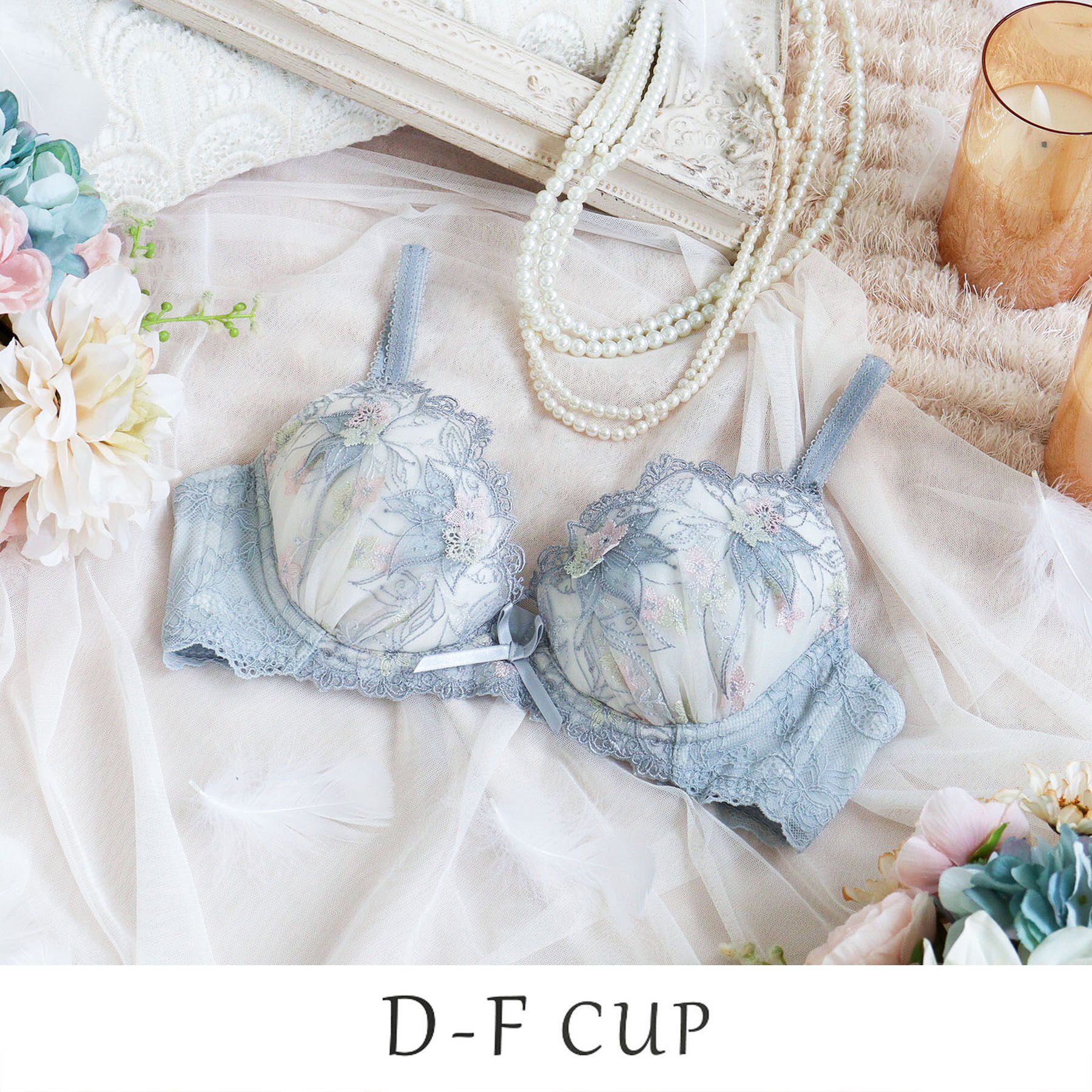 Risa Magli「セレスティナ ブラジャー (D-F) ＜V Make Type＞」|インナー|ライトグレー(011