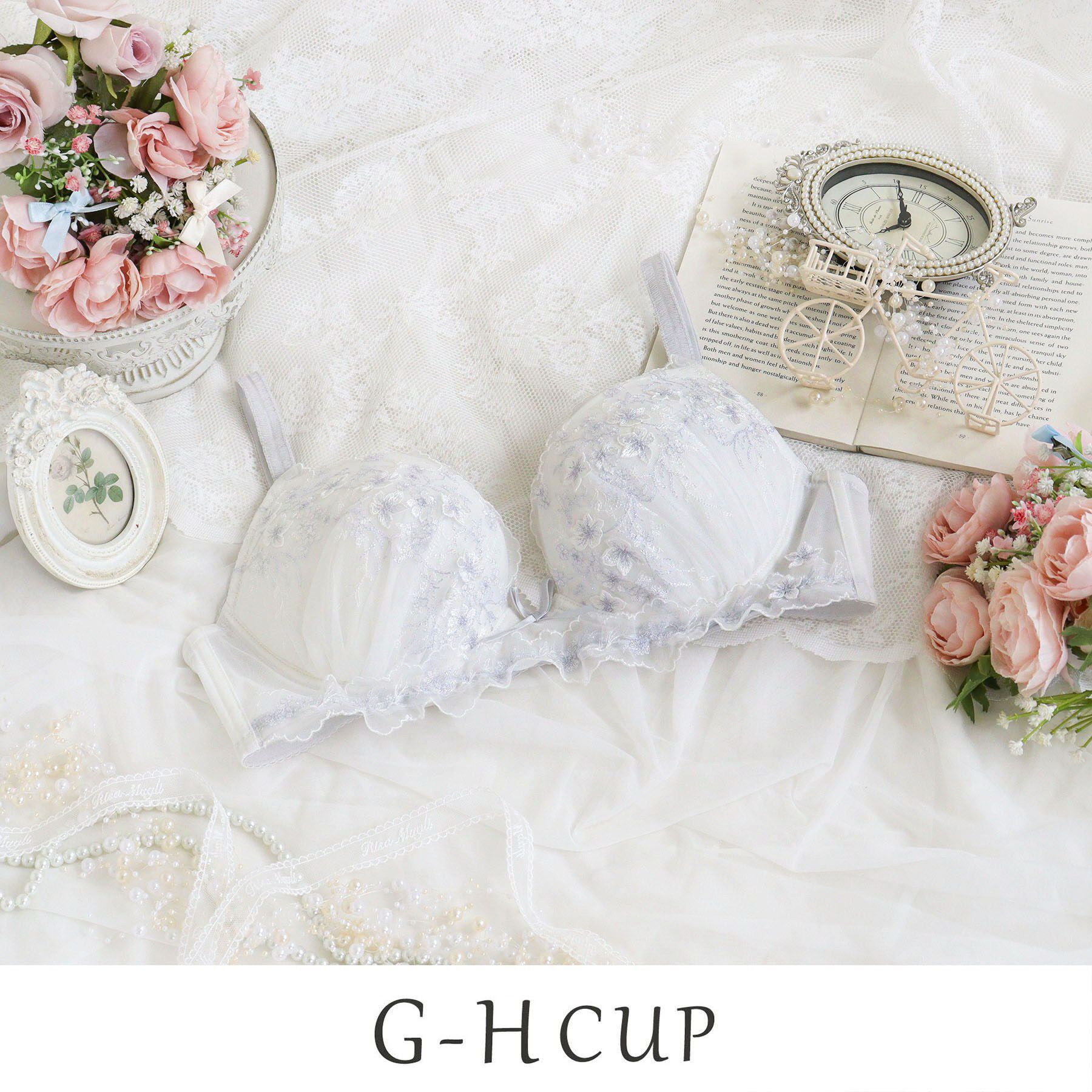 Risa Magli「フリート ブラジャー (G-H) ＜Glamor Bra／サイドすっきりタイプ＞」|インナー|ホワイト(001)