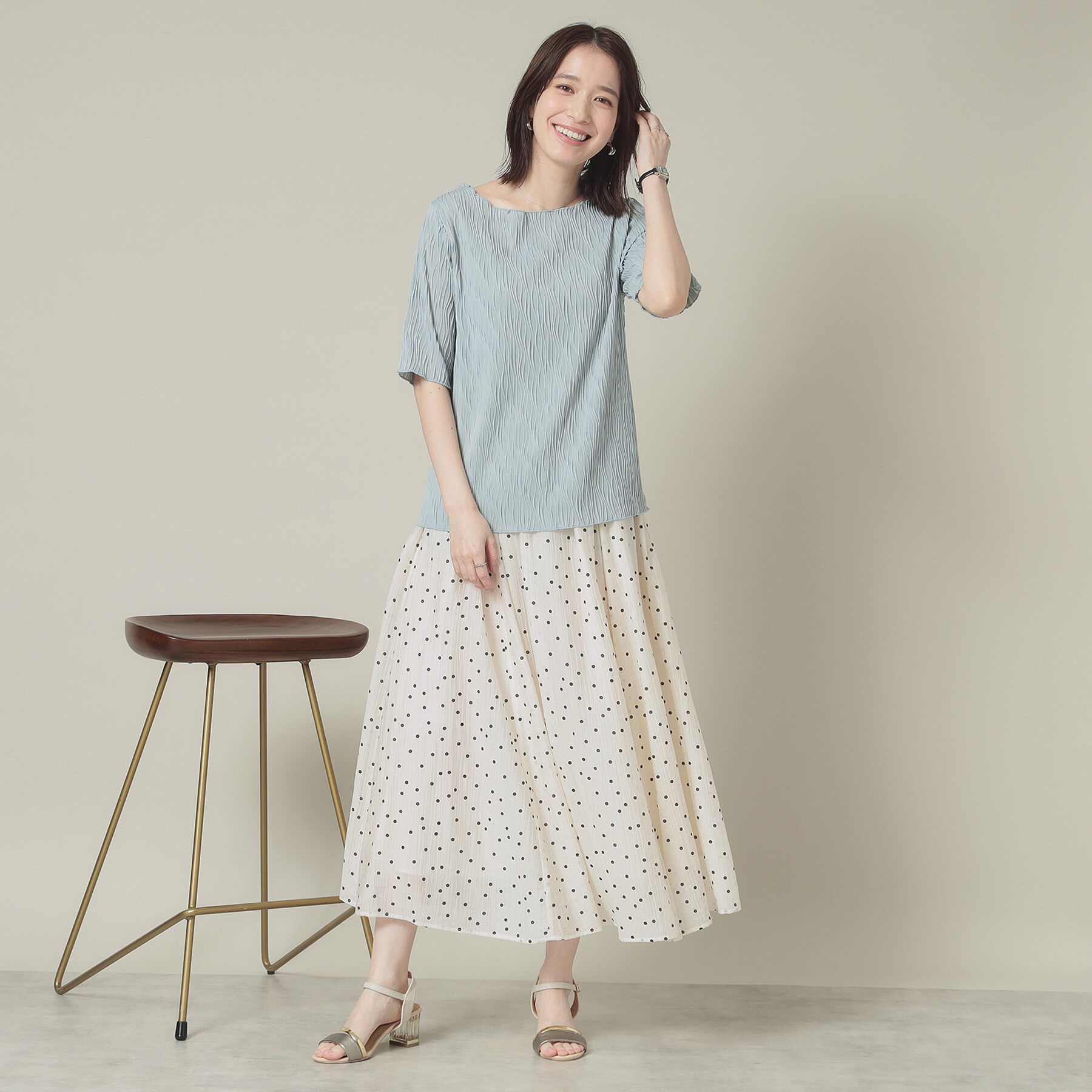 ITS&rsquo;DEMO「【洗濯機OK】ジャカード5分袖プルオーバー」|Tシャツ・カットソー|