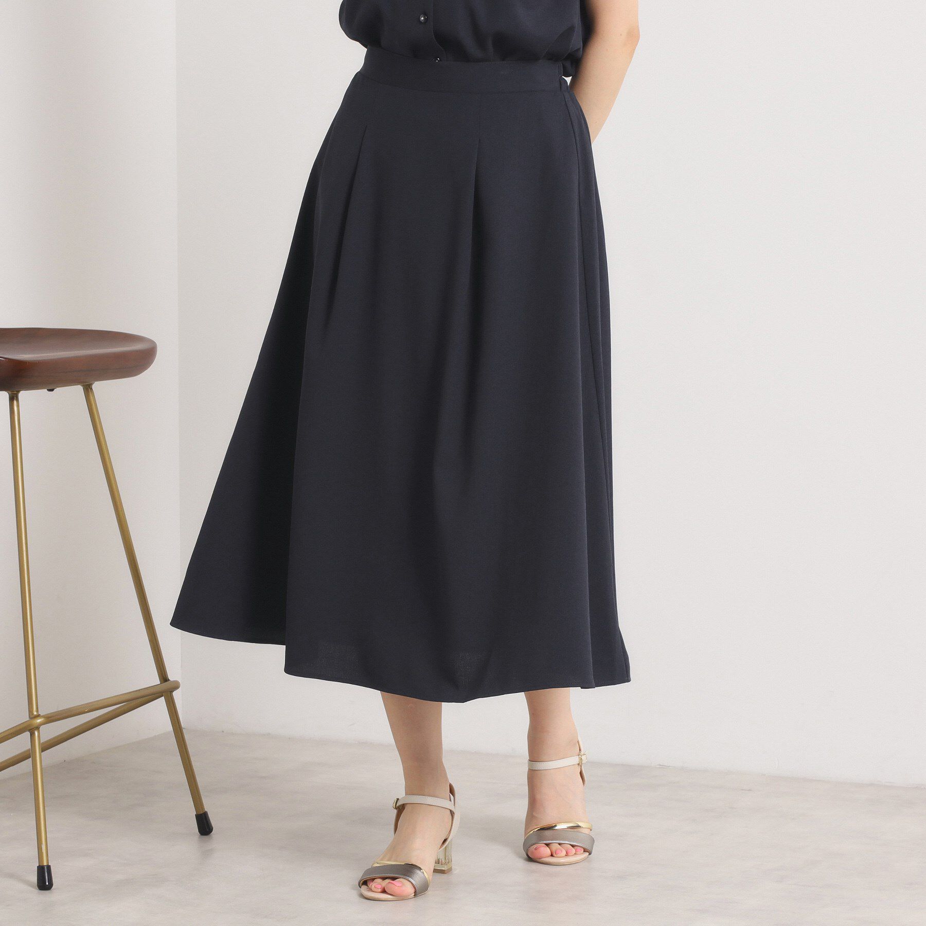 ITS&rsquo;DEMO「【UVカット／速乾／冷感／洗濯機OK／洗濯後しわになりにくい】麻調ストレッチタックスカート＜ラク服シ」|スカート|