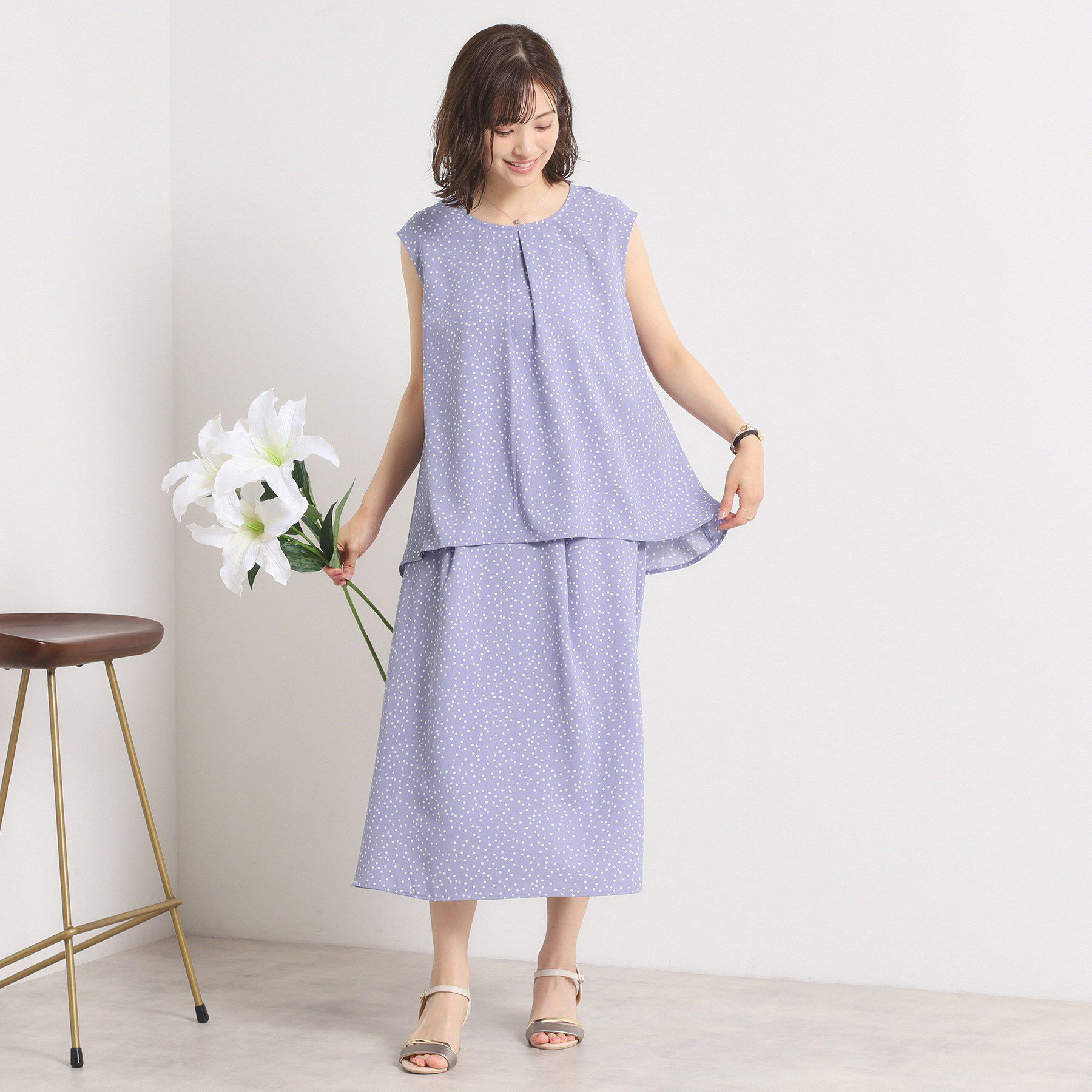 ITS&rsquo;DEMO「【UVカット／速乾／冷感／洗濯機OK／洗濯後しわになりにくい】麻調ストレッチタックスカート＜ラク服シ」|スカート|