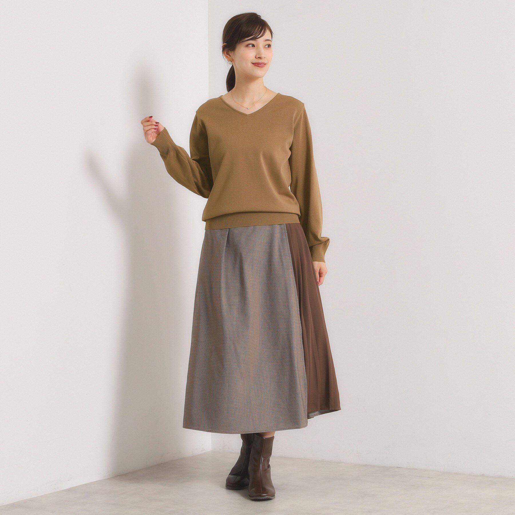 ITS&rsquo;DEMO「【縮みに強い／洗濯機OK】Vネックニットプルオーバー」|ニット・セーター|