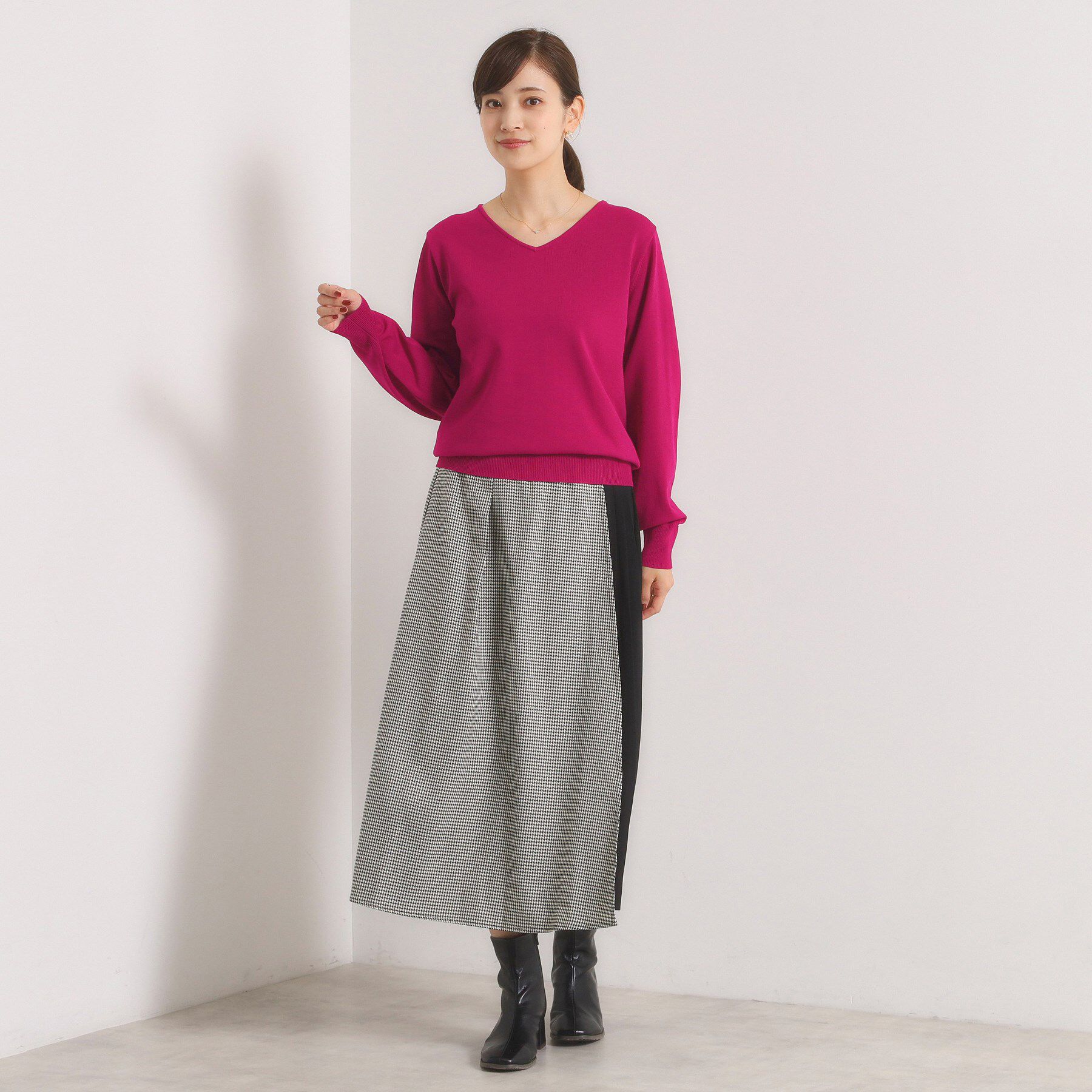 ITS&rsquo;DEMO「【縮みに強い／洗濯機OK】Vネックニットプルオーバー」|ニット・セーター|