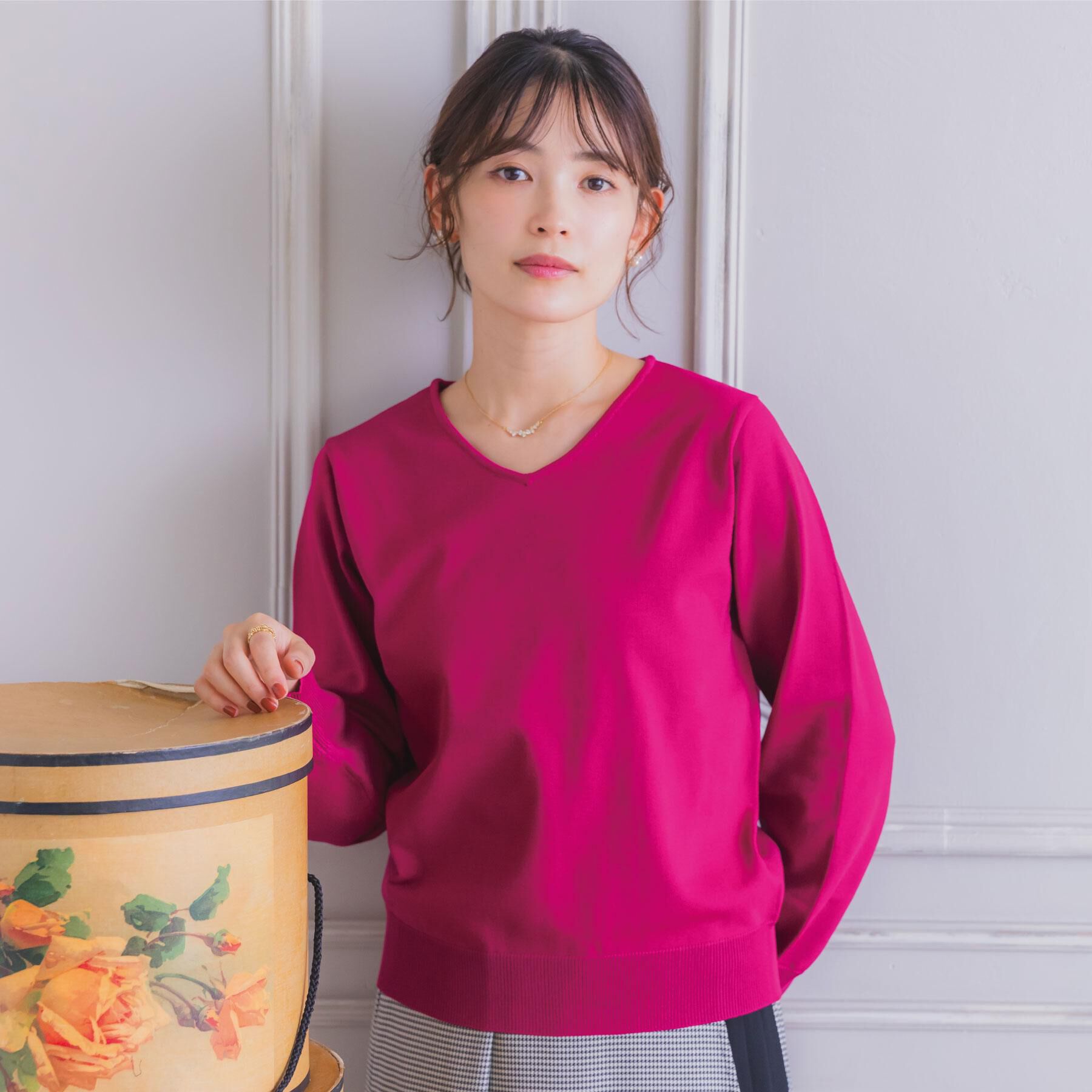 ITS&rsquo;DEMO「【縮みに強い／洗濯機OK】Vネックニットプルオーバー」|ニット・セーター|