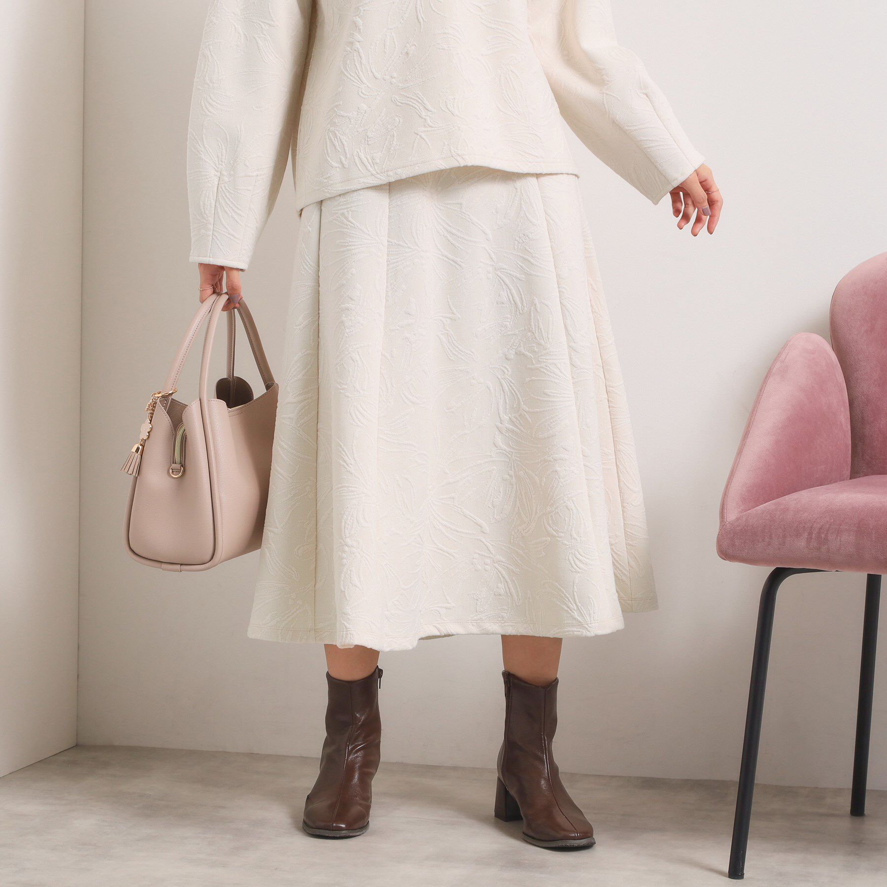 ITS&rsquo;DEMO「【手洗い可／セットアップ可】花柄ジャカードスカート」|スカート|