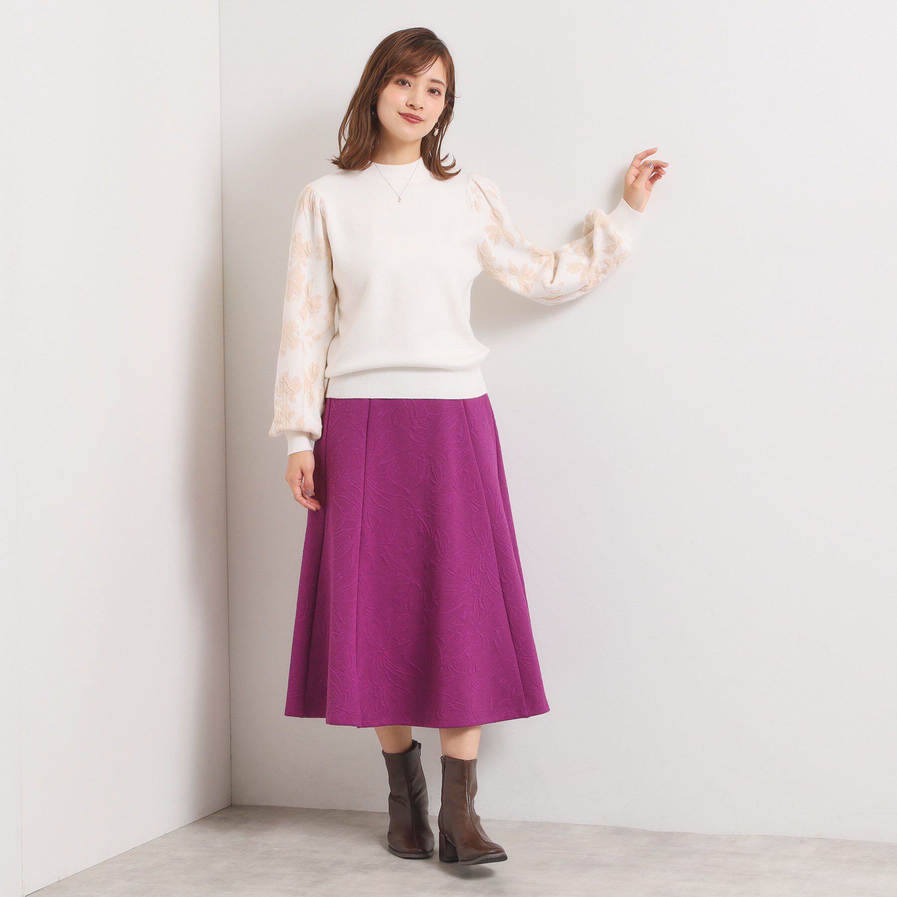 ITS&rsquo;DEMO「【手洗い可／セットアップ可】花柄ジャカードスカート」|スカート|