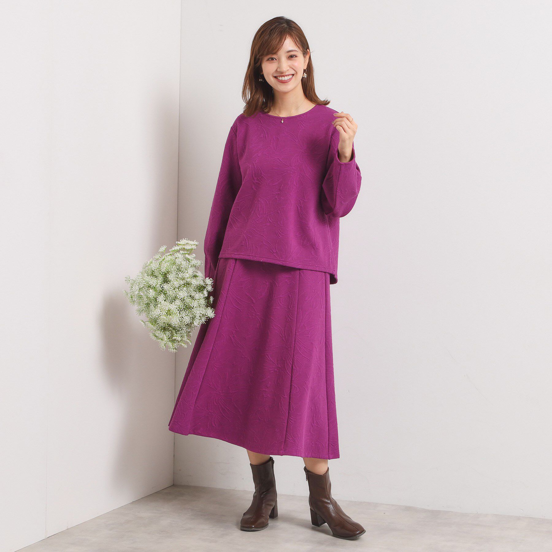 ITS&rsquo;DEMO「【手洗い可／セットアップ可】花柄ジャカードスカート」|スカート|