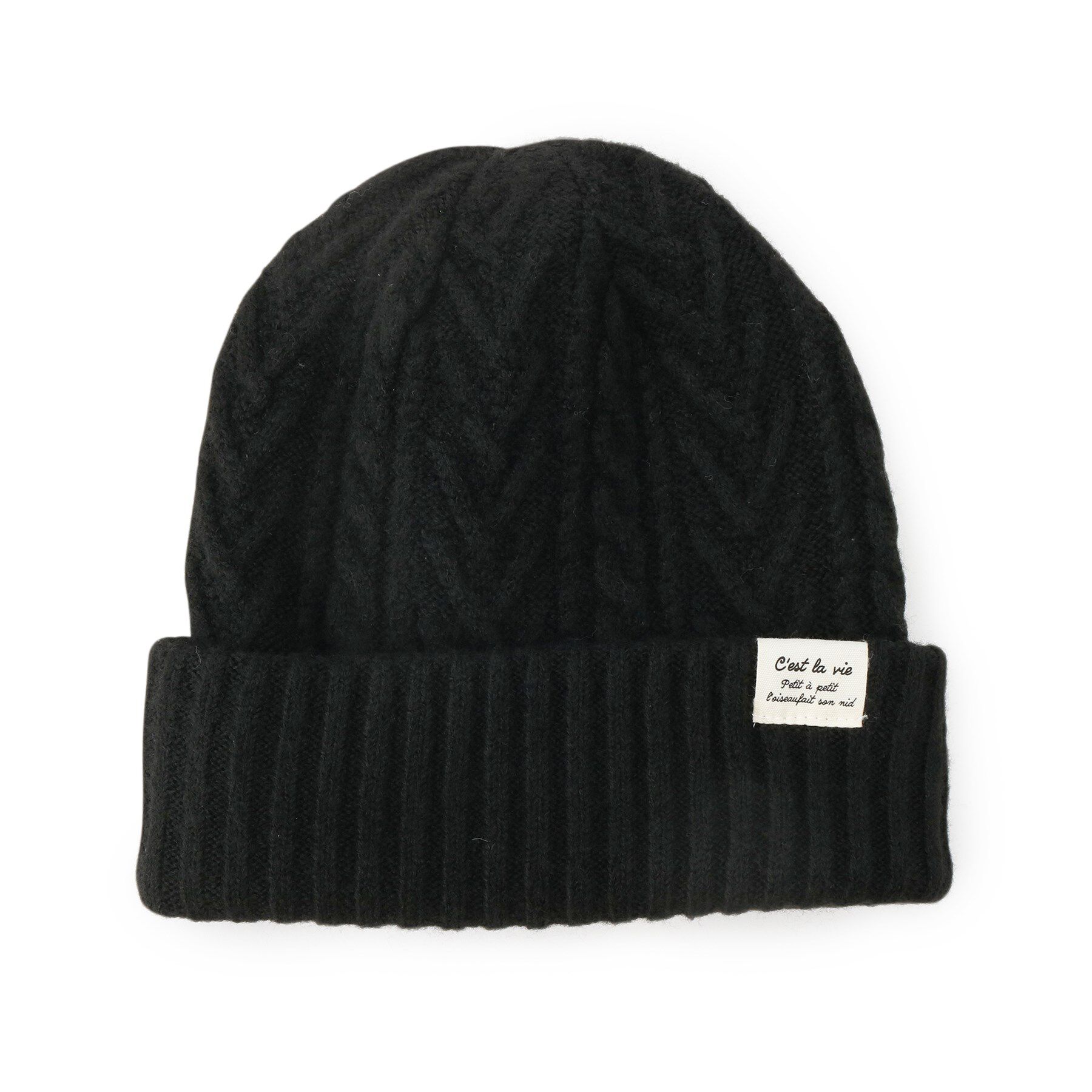 ITS&rsquo;DEMO「【リバーシブル／手洗い可】2WAYリブ編みニット帽」|ニット帽|ブラック(019)