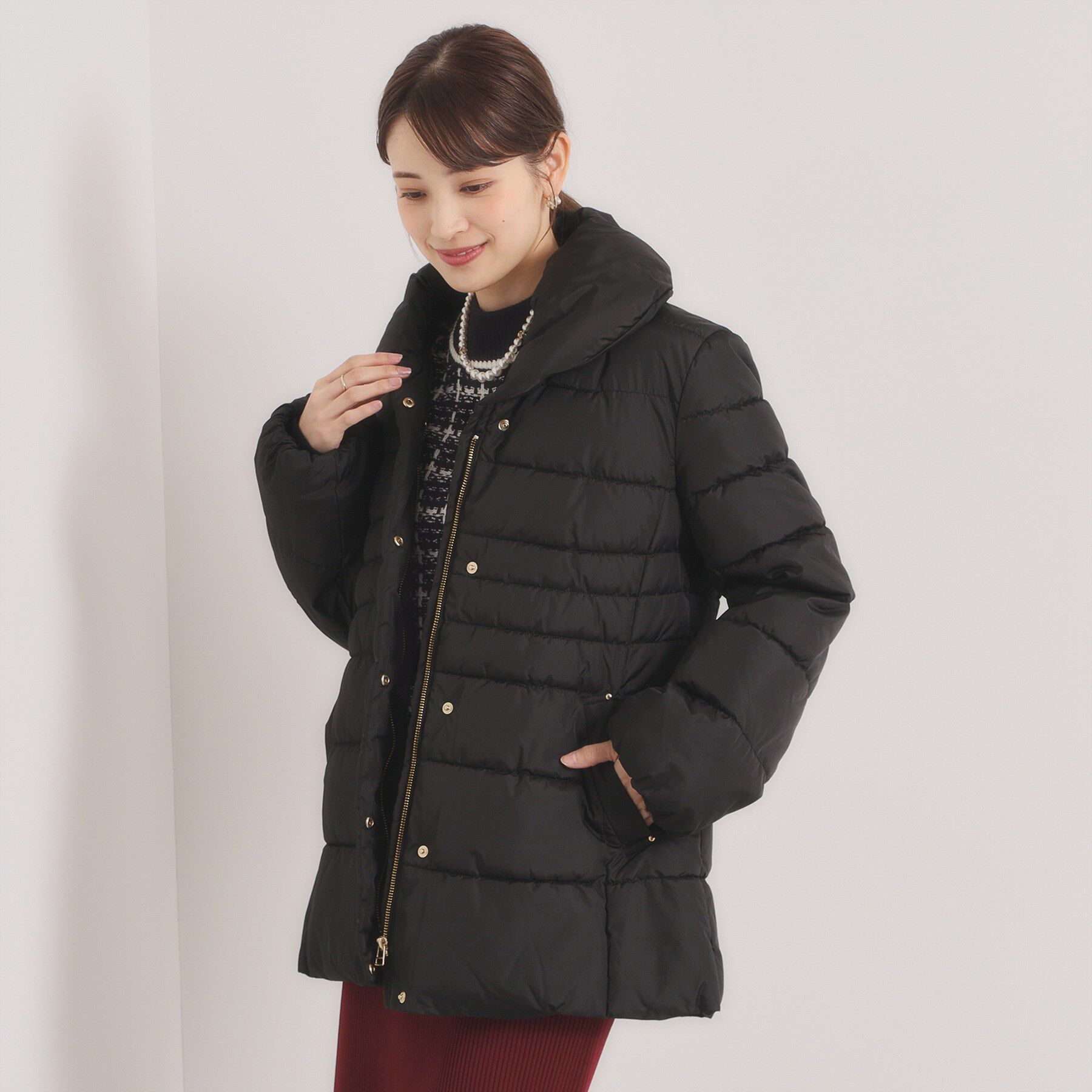 ITS&rsquo;DEMO「【撥水加工】ショールカラー中綿ミディ丈コート」|ダウン|