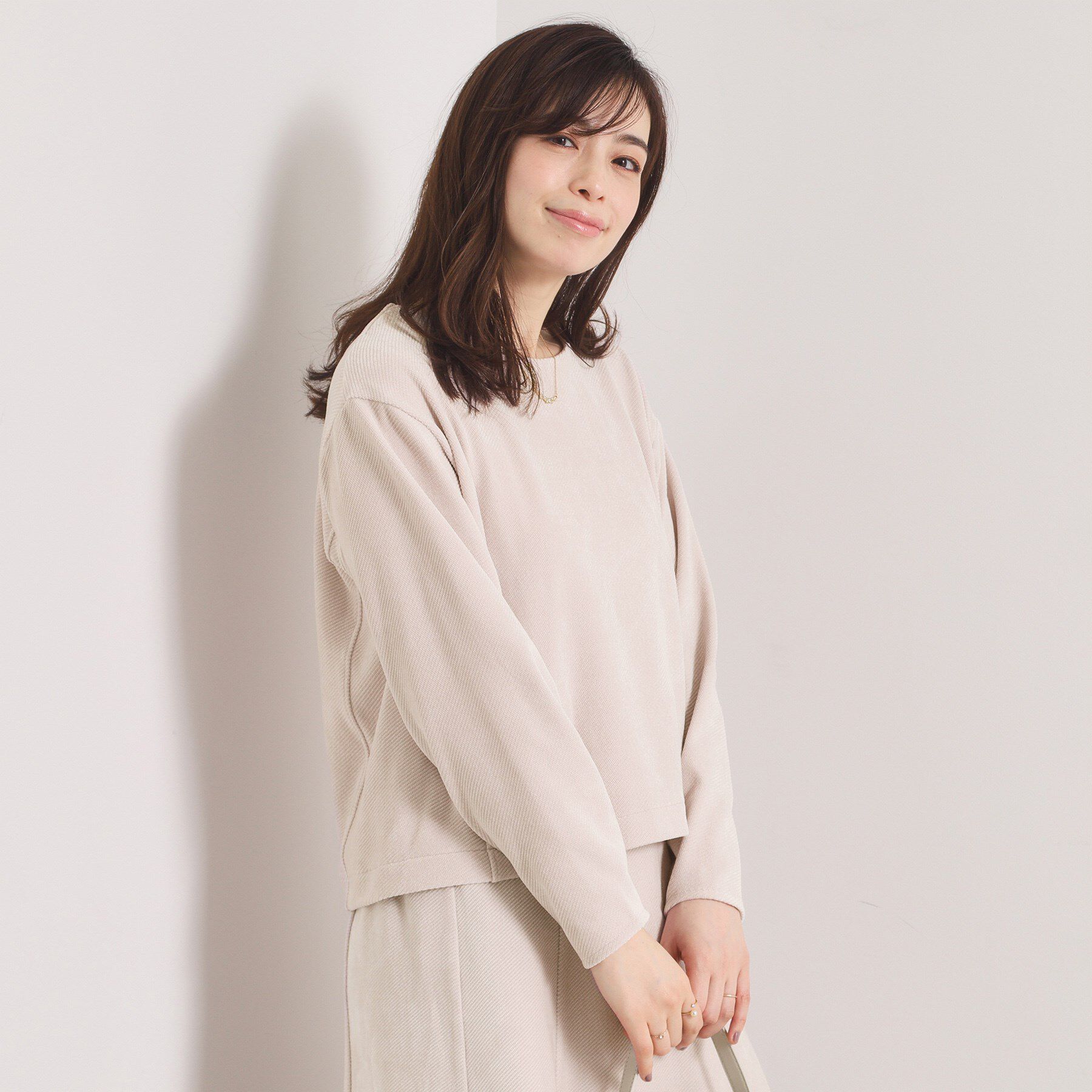 ITS&rsquo;DEMO「【手洗い可／セットアップ可】カットツイルプルオーバー」|Tシャツ・カットソー|グレージュ(050)