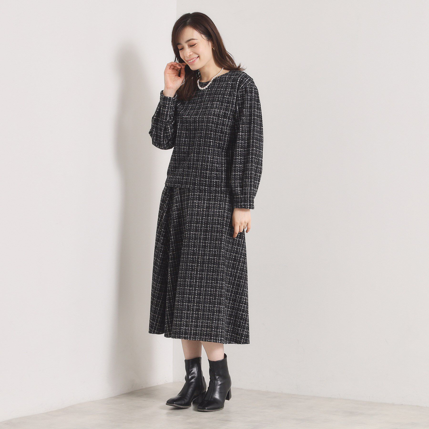 ITS&rsquo;DEMO「【手洗い可／セットアップ可】ツイード風プリントブラウス」|シャツ・ブラウス|