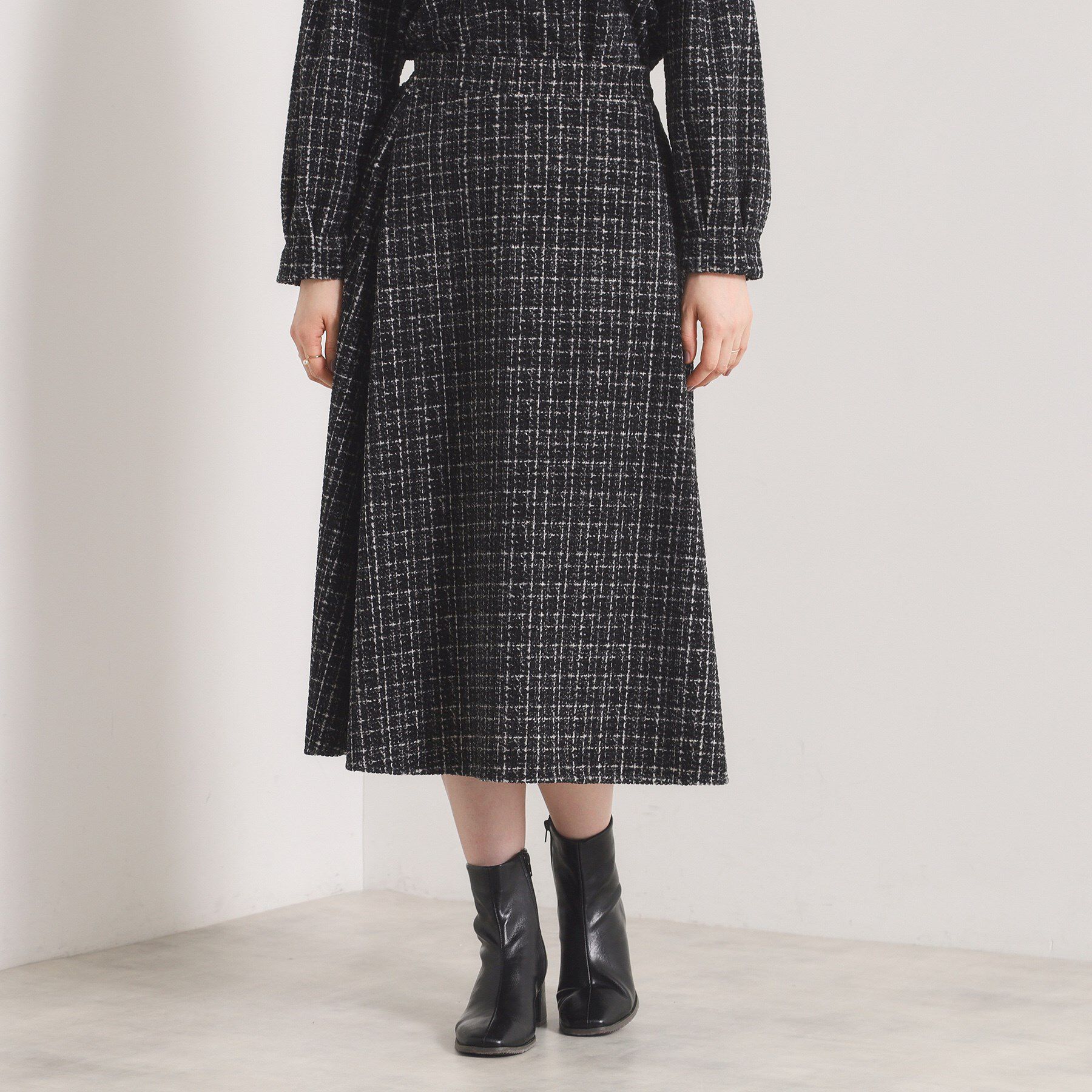 ITS&rsquo;DEMO「【手洗い可／セットアップ可】ツイード風プリントスカート」|スカート|