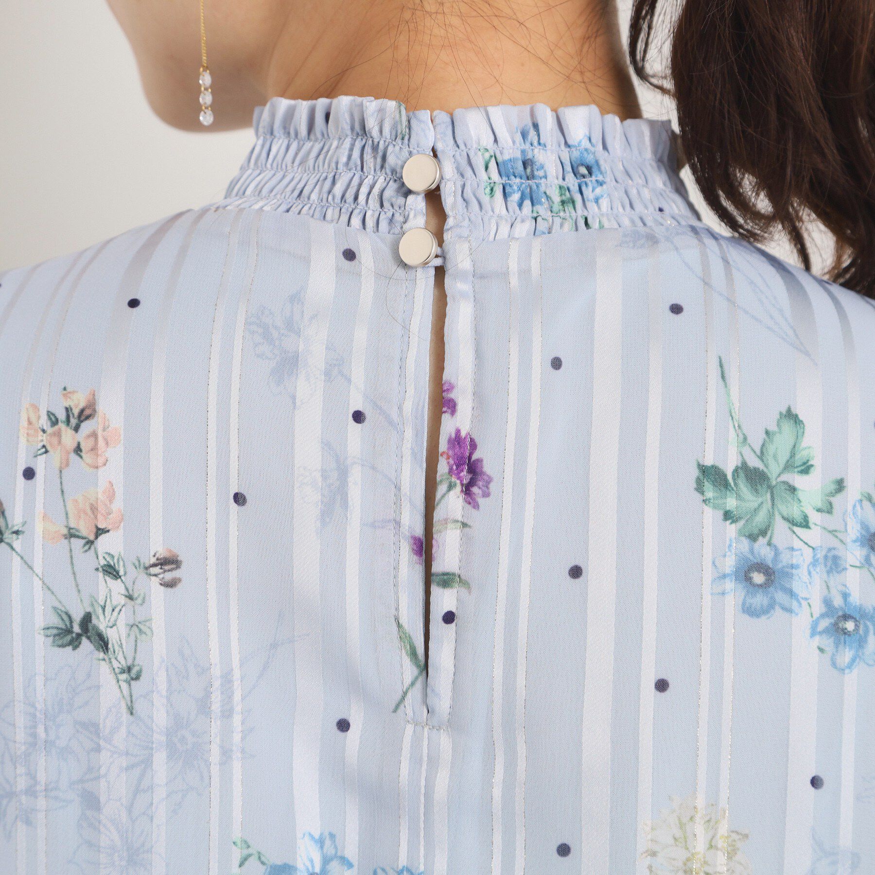 ITS&rsquo;DEMO「【手洗い可／セットアップ可】ラメストライプ花柄ブラウス」|シャツ・ブラウス|