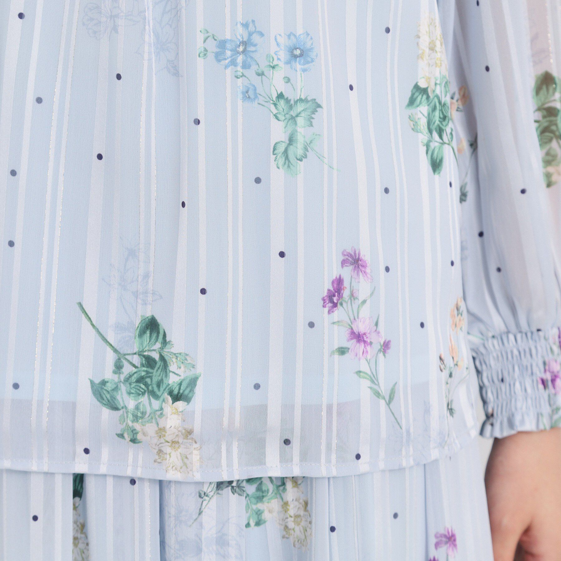 ITS&rsquo;DEMO「【手洗い可／セットアップ可】ラメストライプ花柄ブラウス」|シャツ・ブラウス|